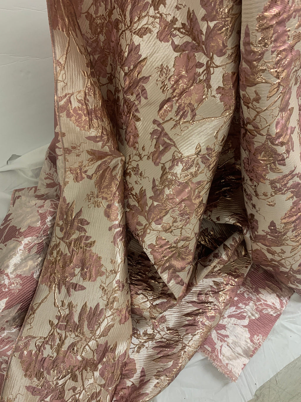 Metallic Brocade fabric - Mauve gold - 56" Width