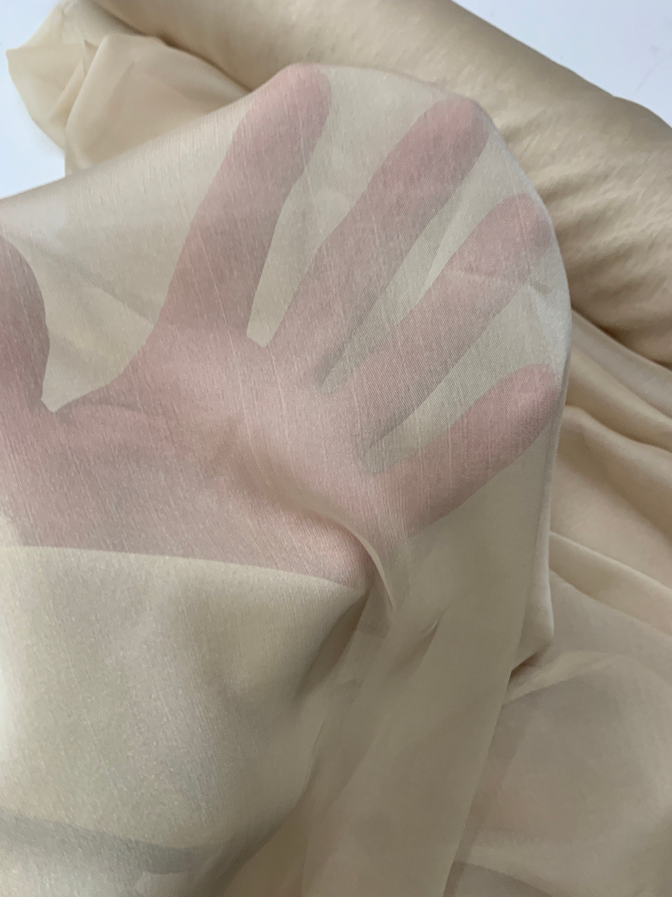 Beige color chiffon Fabric width 58/60 inches wide, sell by 1 yard increment. Free sample Available for domestic address