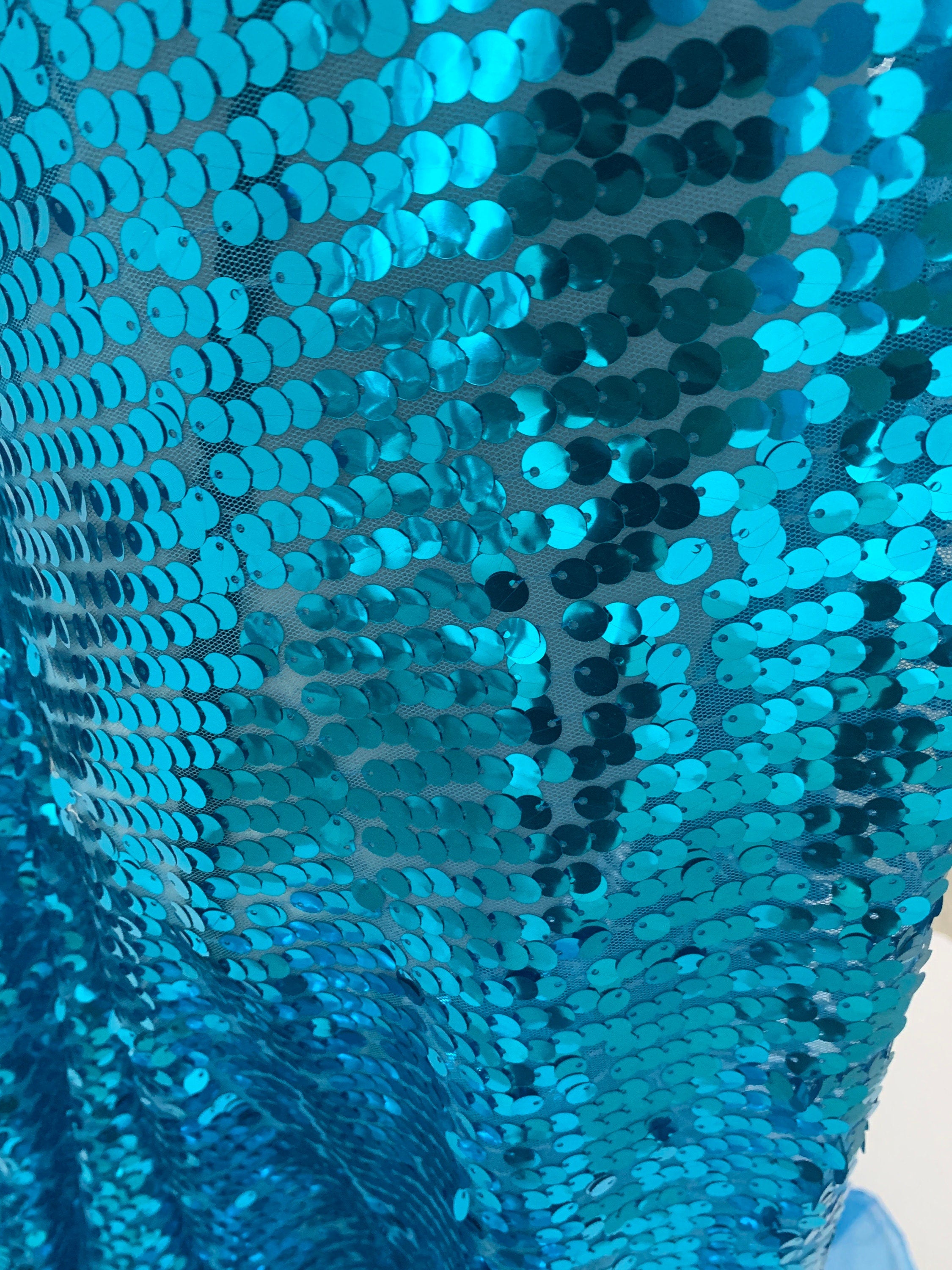 1 piece 5 yards cut sequence Turquoise color fabric.