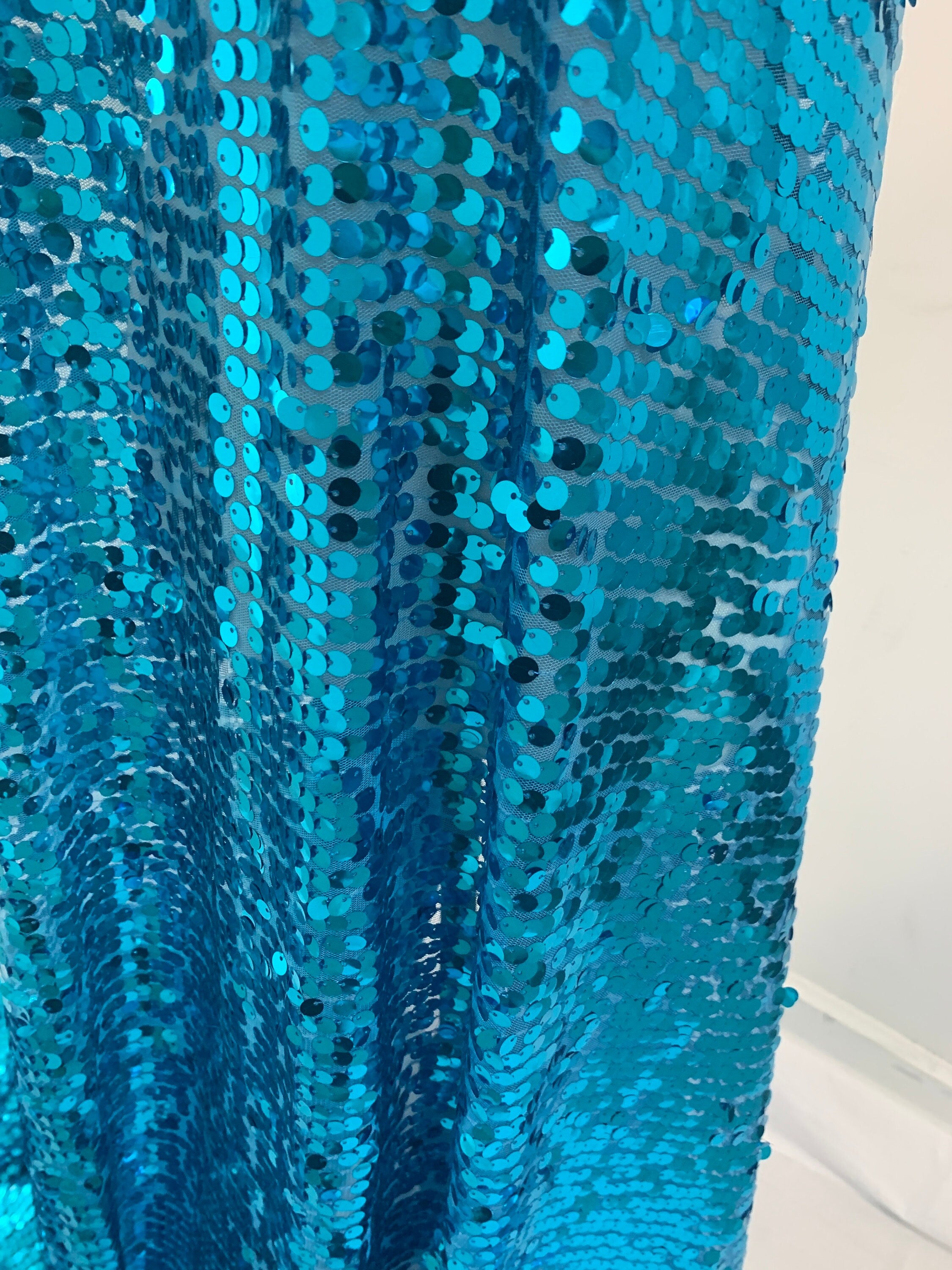 1 piece 5 yards cut sequence Turquoise color fabric.