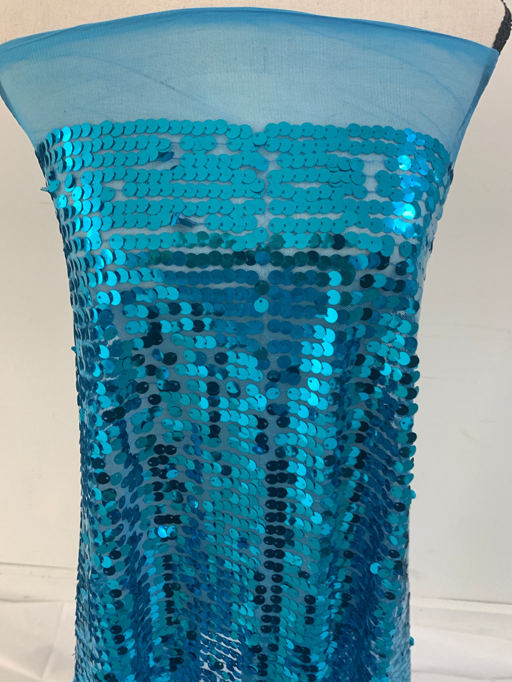 1 piece 5 yards cut sequence Turquoise color fabric.