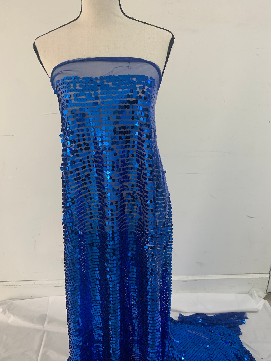 3 yards cut Royal Sequins fabric.