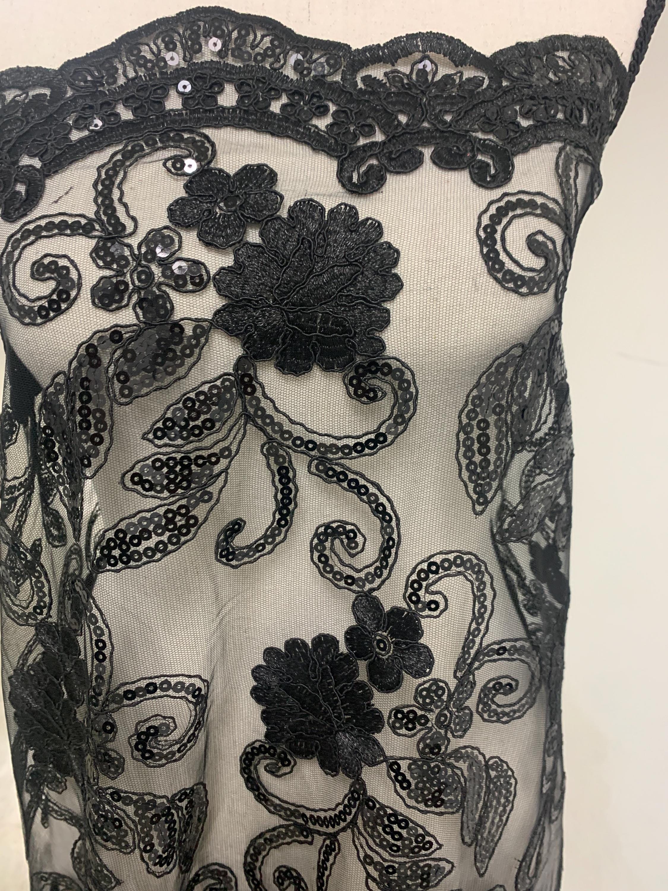 Lace Black fabric Design Lexie, sequins embroidery double scalloped width 49/50".