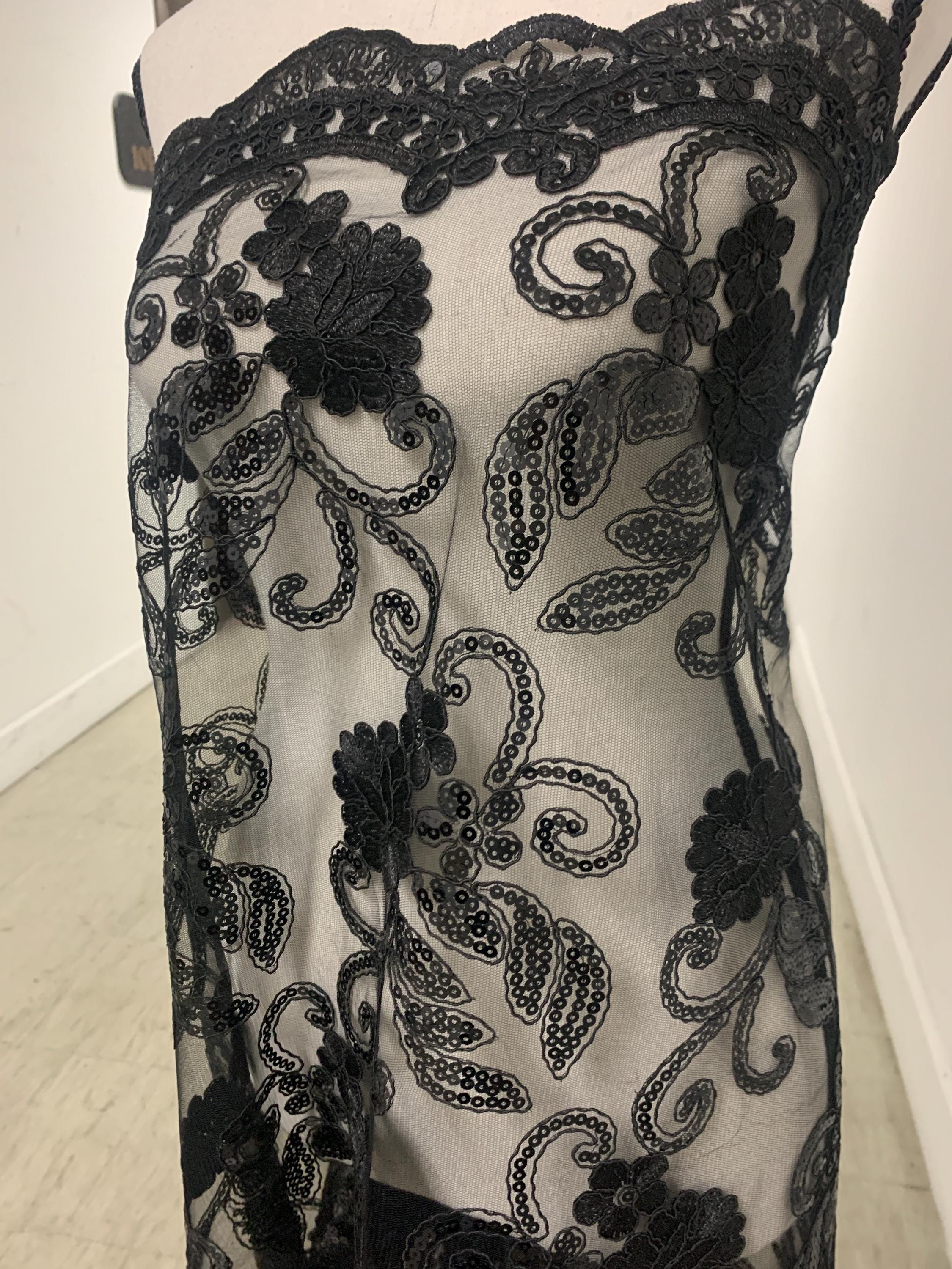 Lace Black fabric Design Lexie, sequins embroidery double scalloped width 49/50".