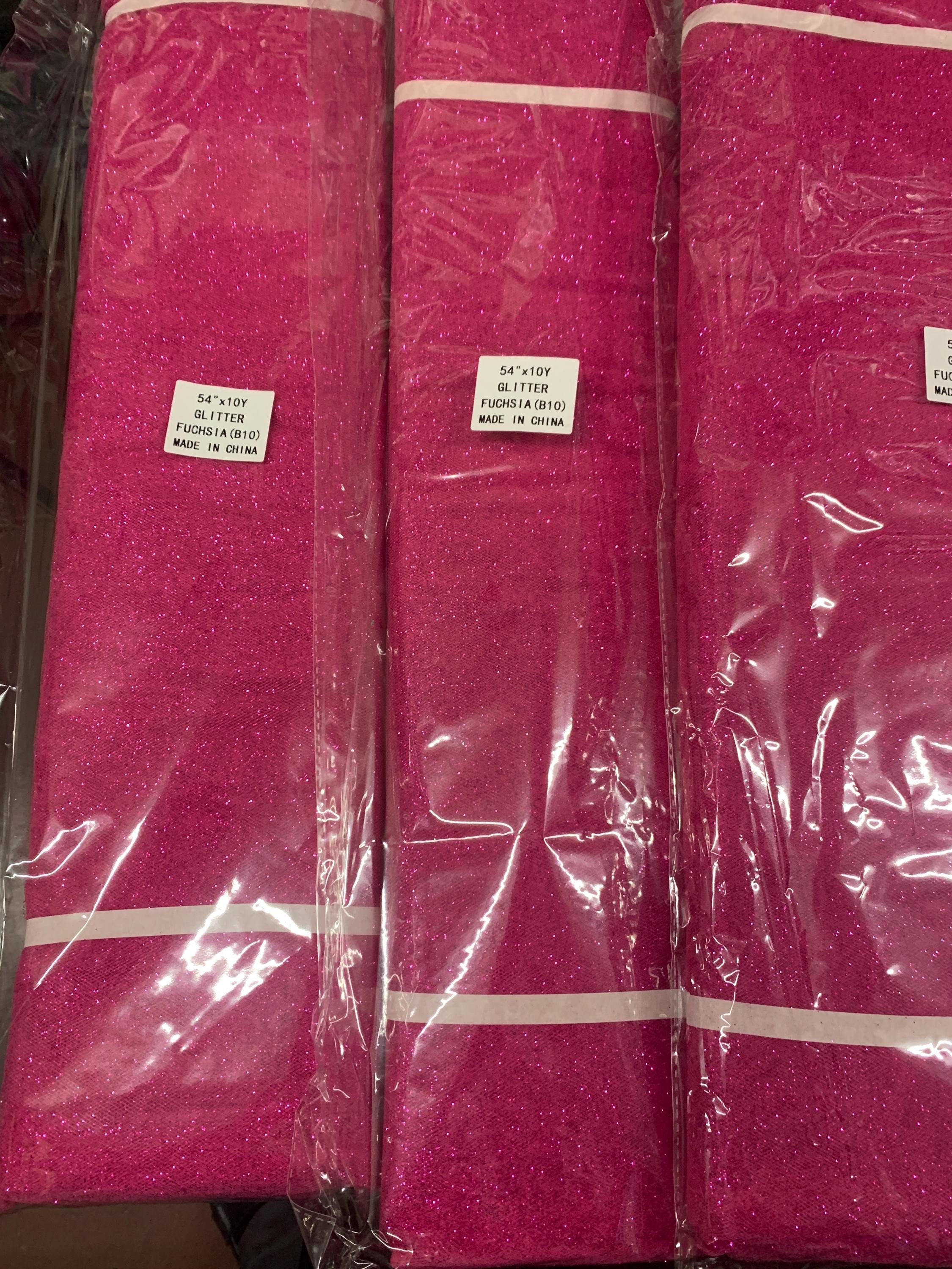 Fucshia Glitter Tulle 10 yards 54" double fold. uses for tutu's , Party decoration, Kids dance skirt and so on.