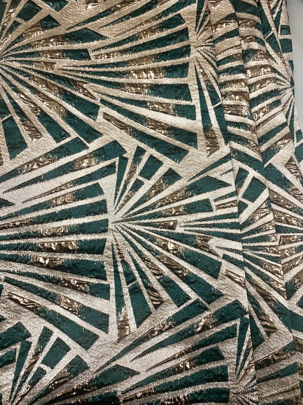 5 yards Hunter green brocade metalic fabric. width 56" design J3568