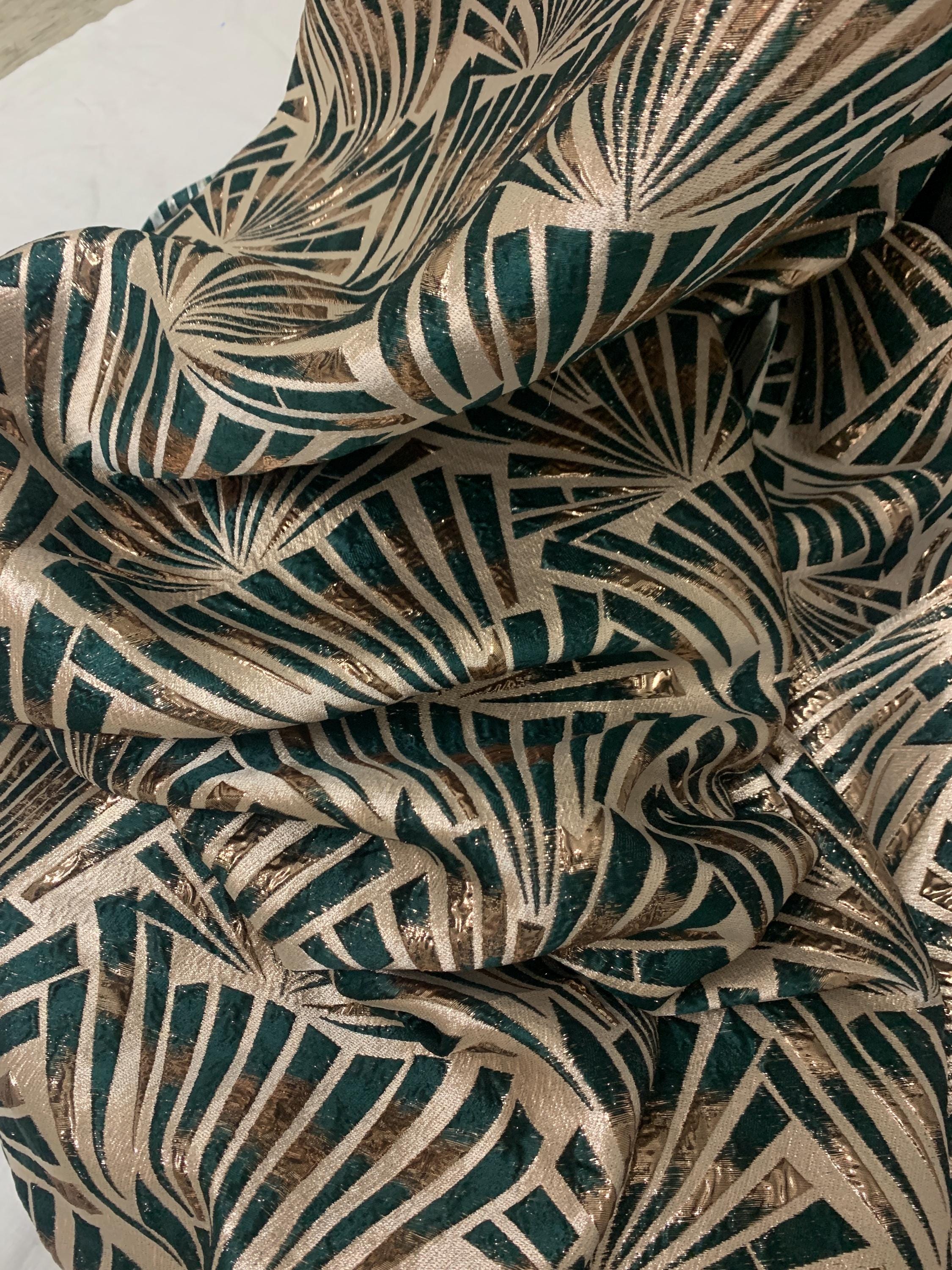 5 yards Hunter green brocade metalic fabric. width 56" design J3568