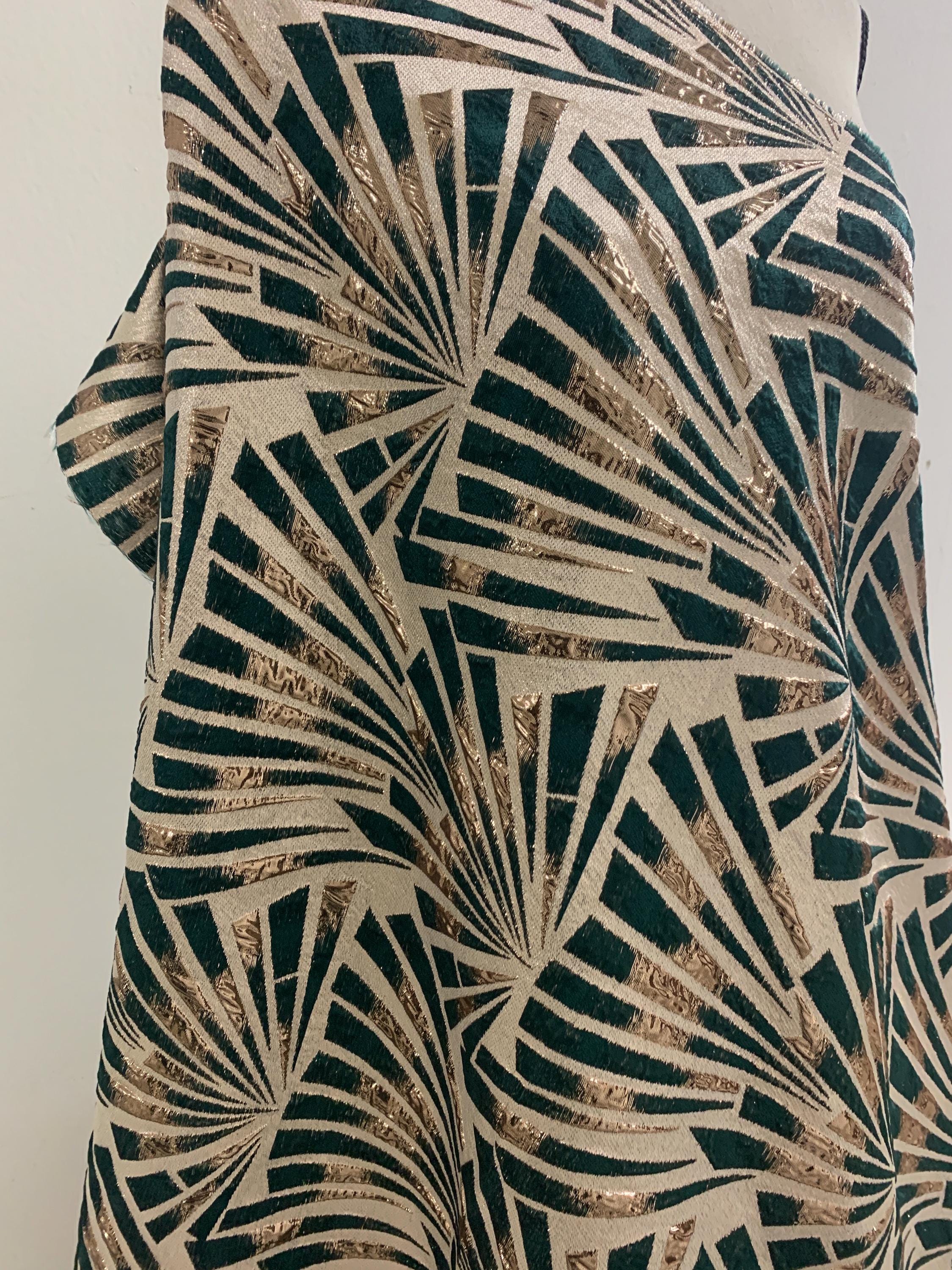 5 yards Hunter green brocade metalic fabric. width 56" design J3568