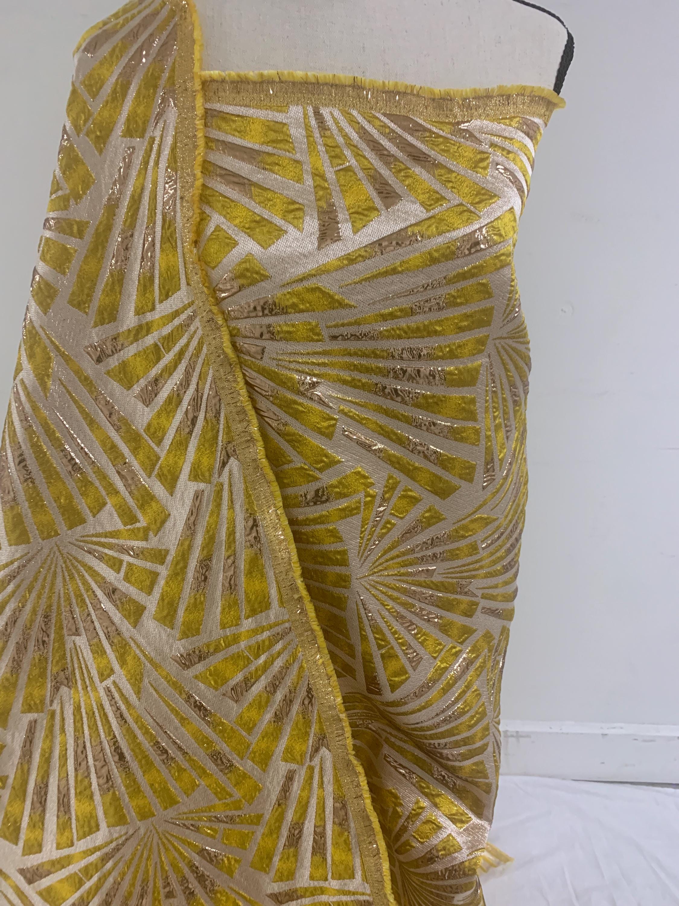 5 yards Yellow brocade metalic fabric. width 56" design J3568