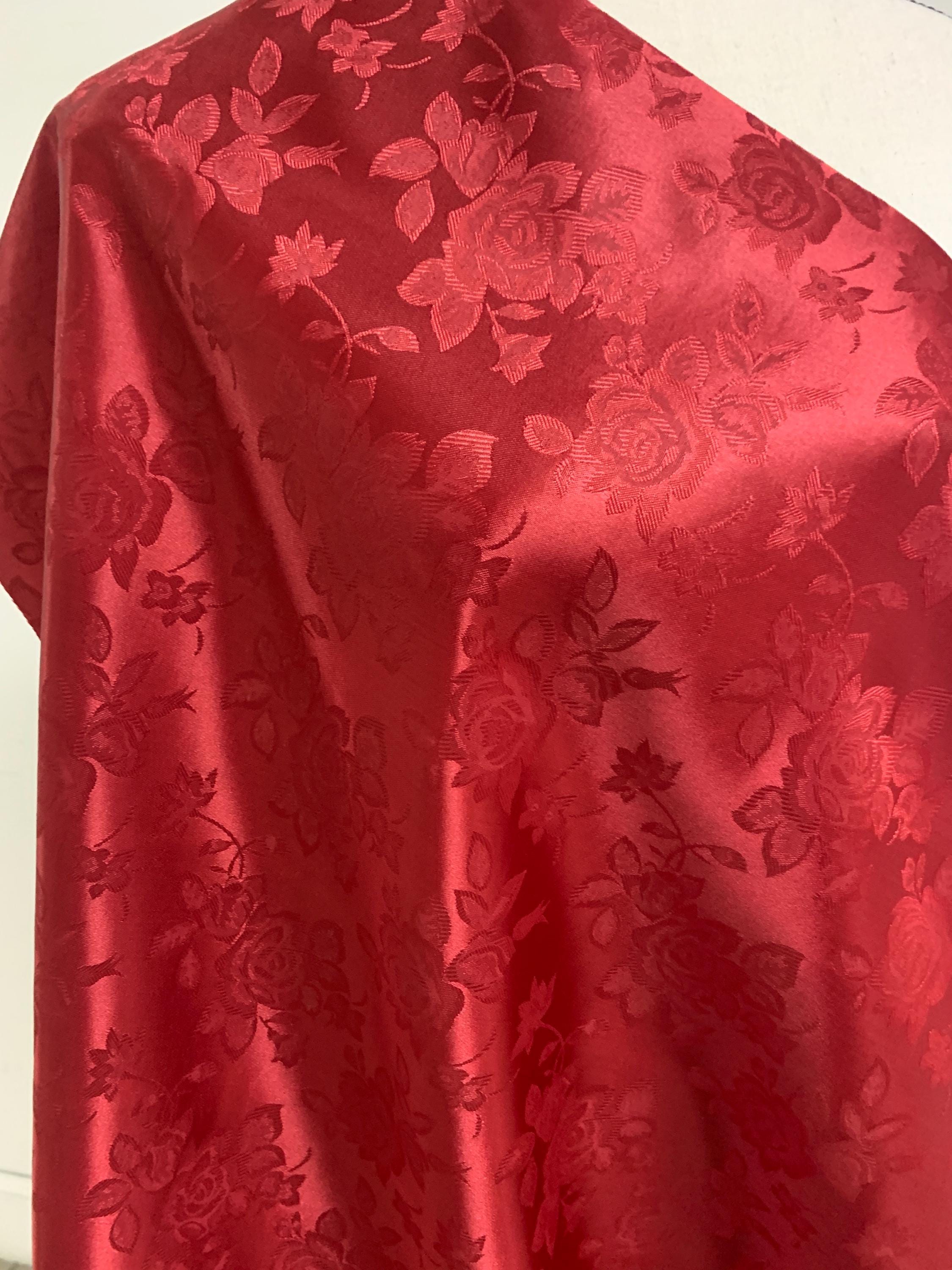 Jacquard Satin fabric two sided polyester 58" wide. sell by 1 yard increment. known as Brocade fabric, satin brocade, damask satin fabric.