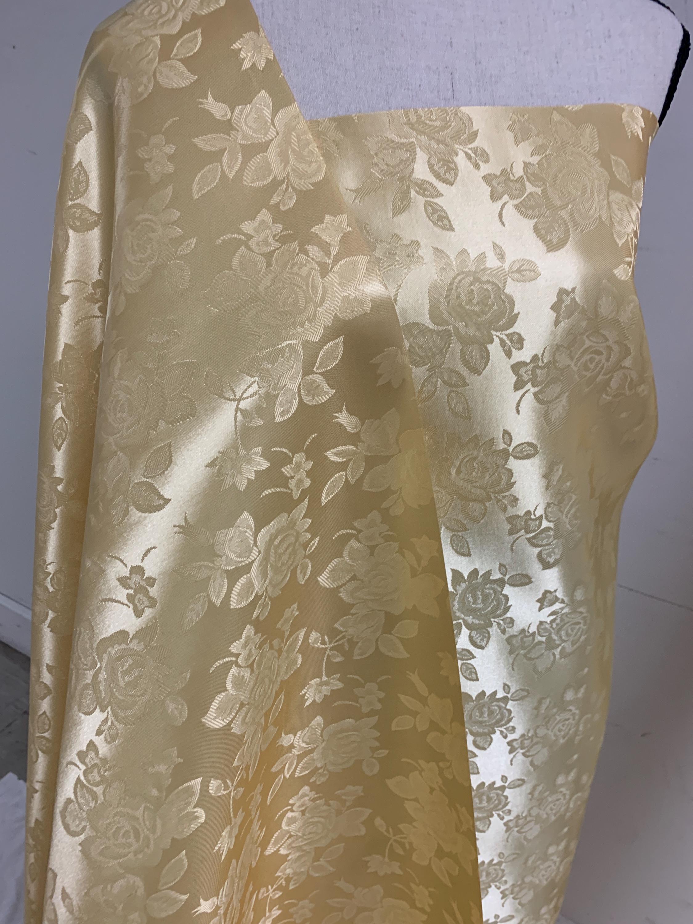 A 2 yards Gold color Satin jacquard fabric width 58/60" sell by 2 yard and cut continuous.