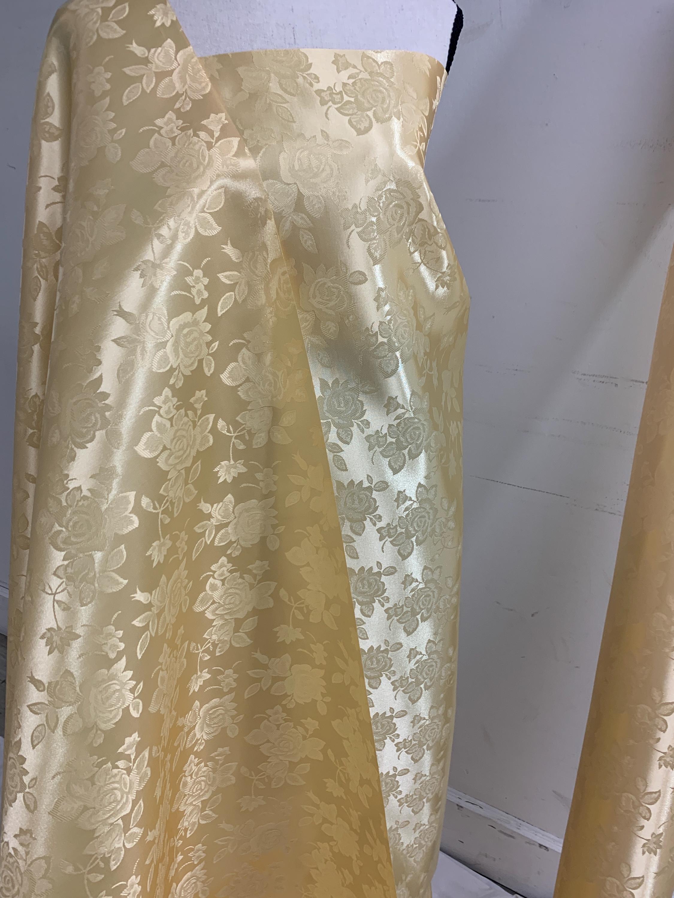 A 2 yards Gold color Satin jacquard fabric width 58/60" sell by 2 yard and cut continuous.