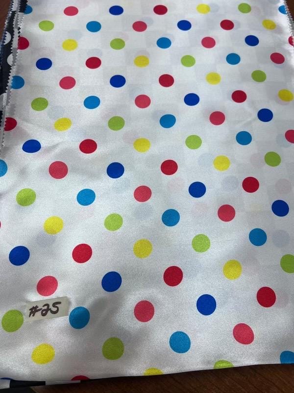 Soft Poly Satin Fabric - Multi Dot - 58" Width