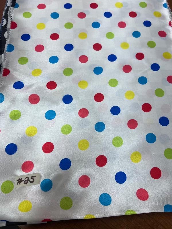 Multi Polk Dot satin fabric 58/60" Polyester