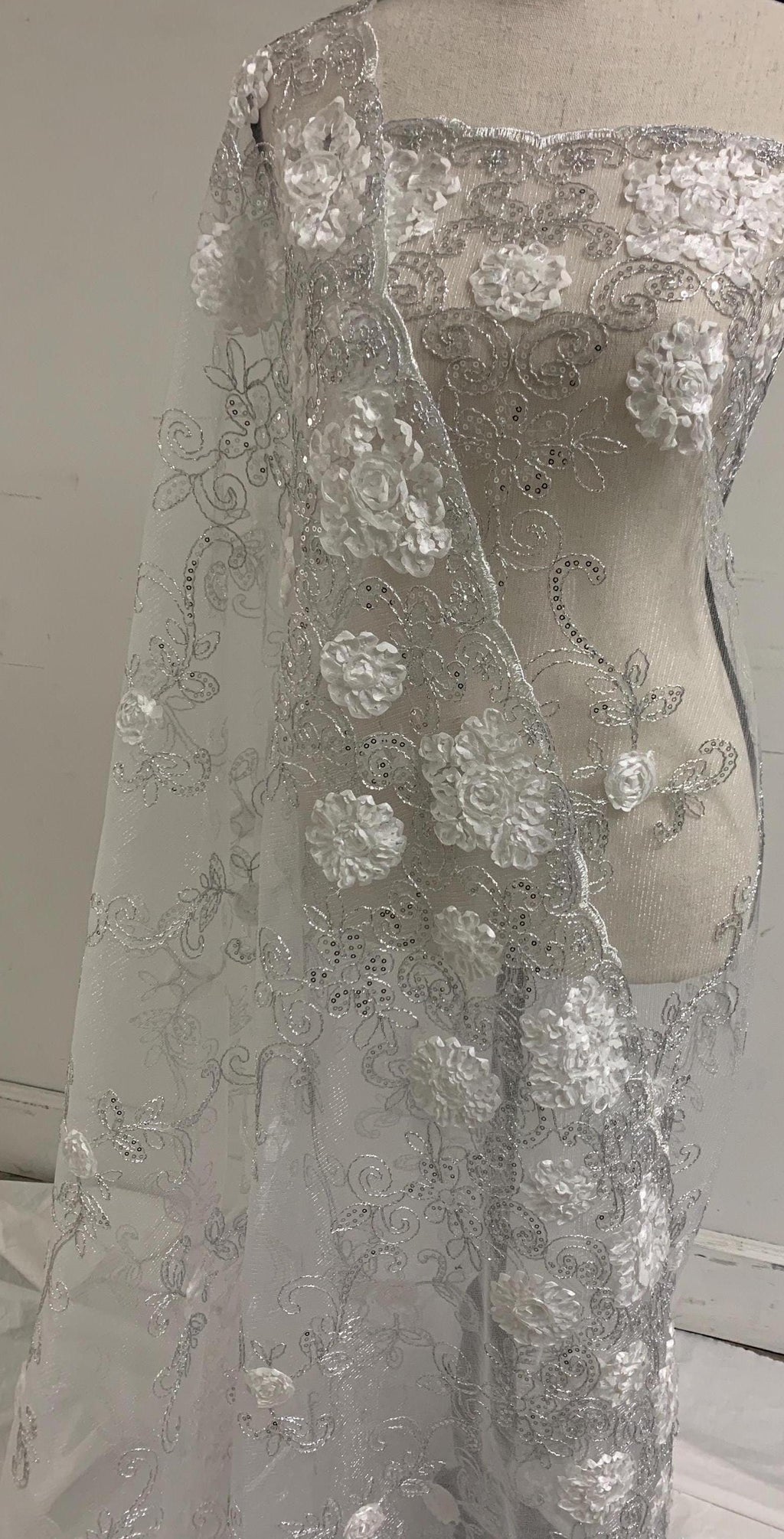 White Bridal lace fabric