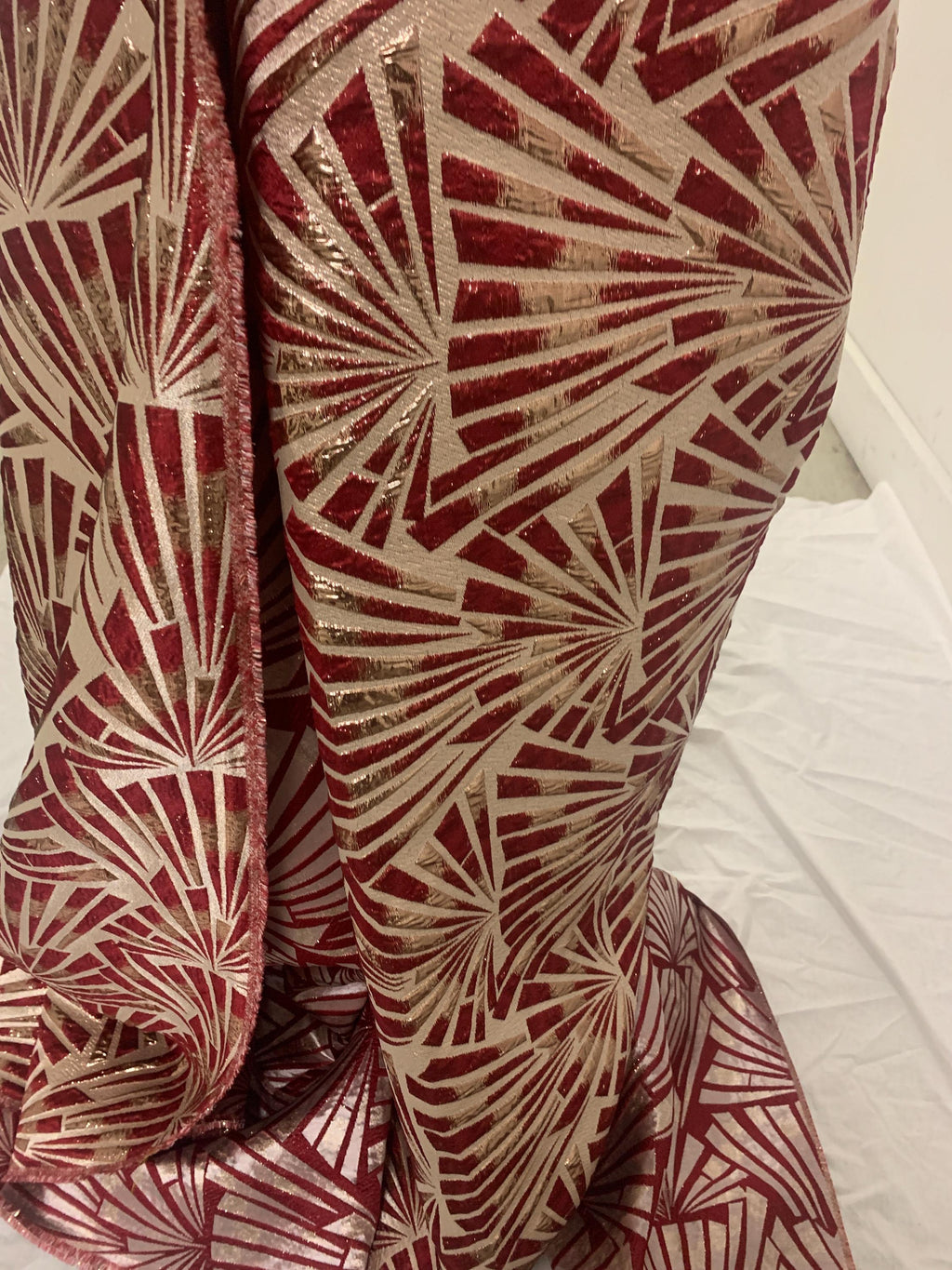 Metallic Brocade fabric - Burgundy - 56" Width design j3568