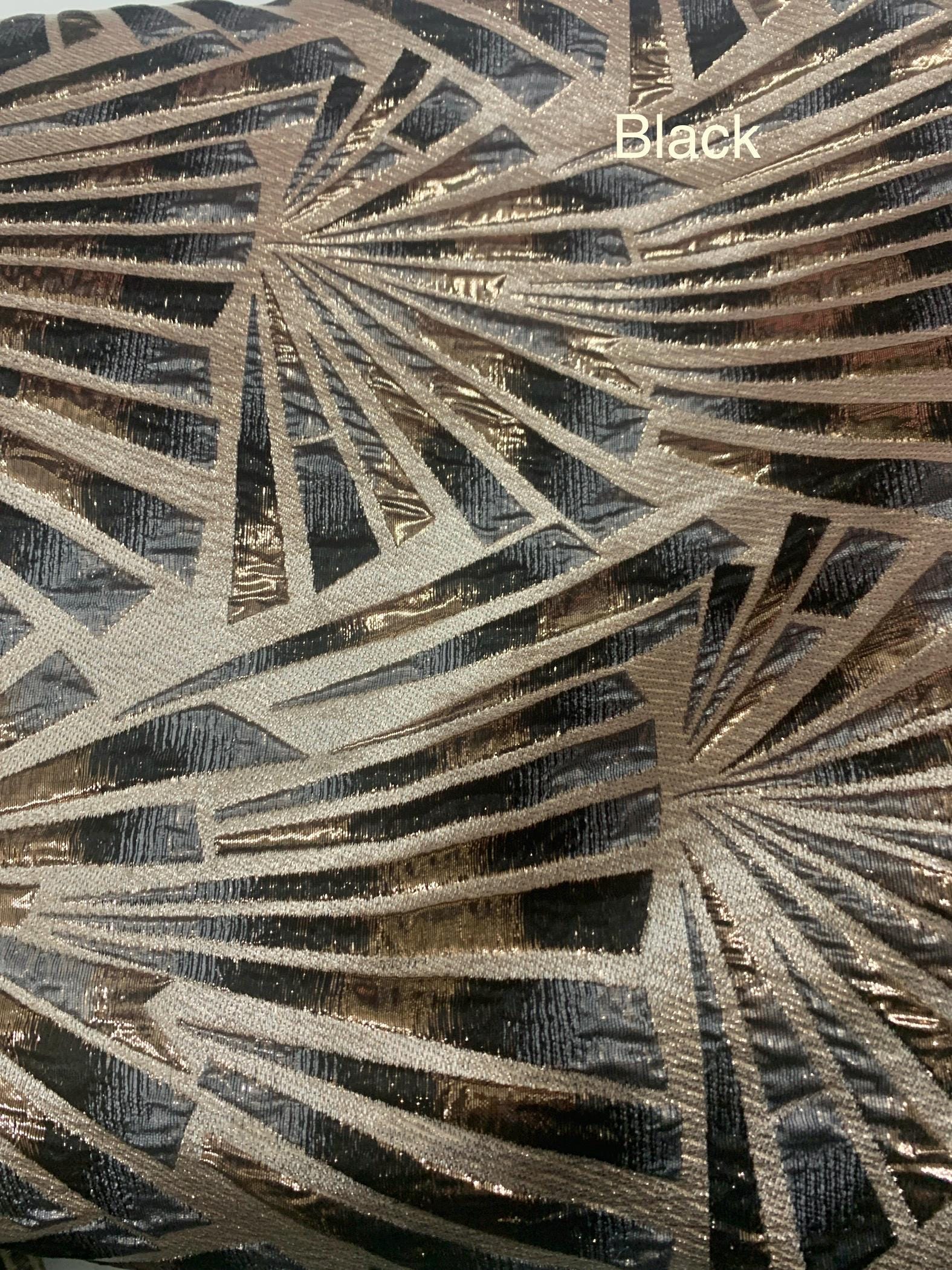 5 yards Black brocade metalic fabric. width 56" design J3568