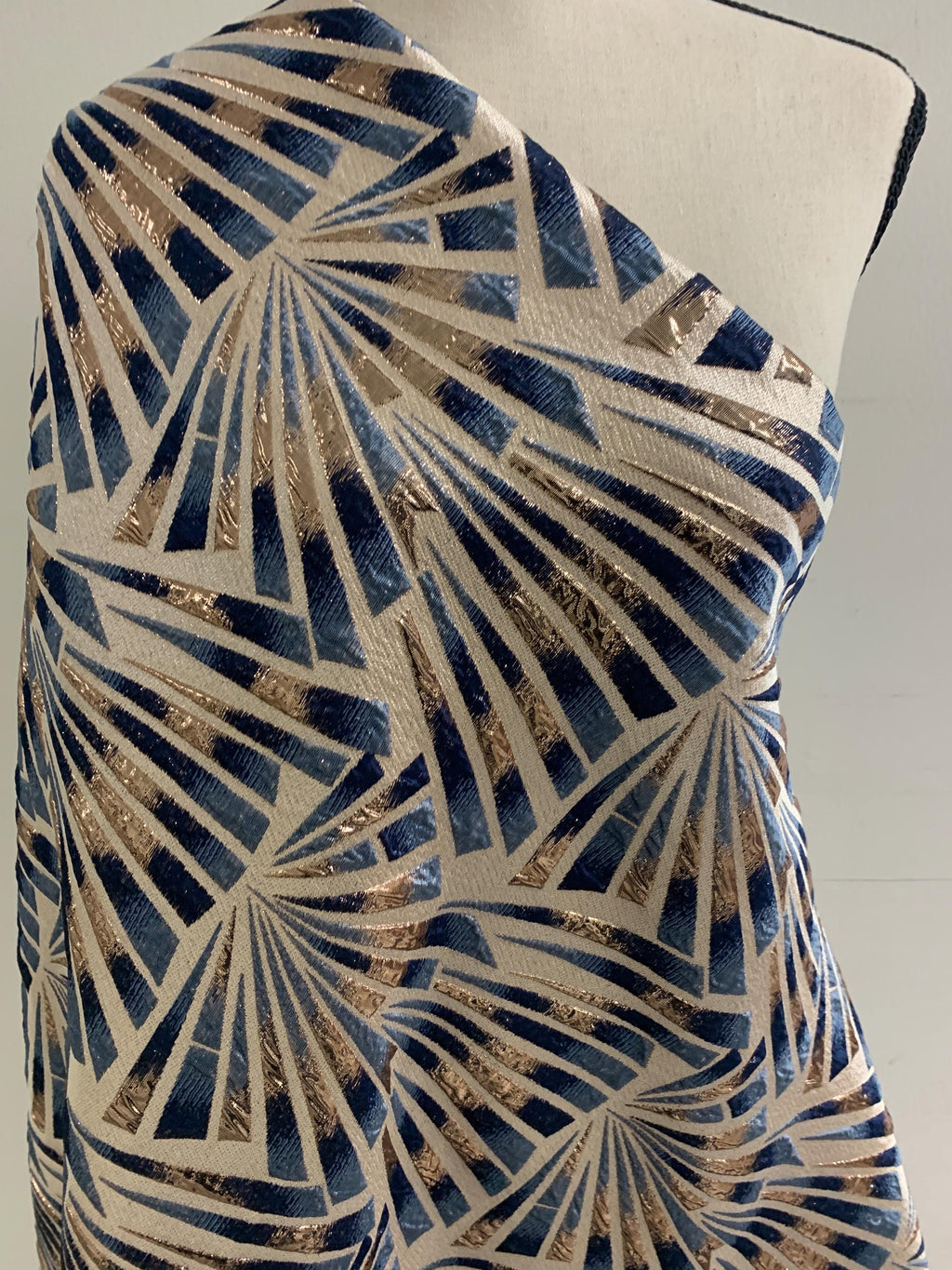 Metallic Brocade fabric - Navy blue - Width 56" - design J3568
