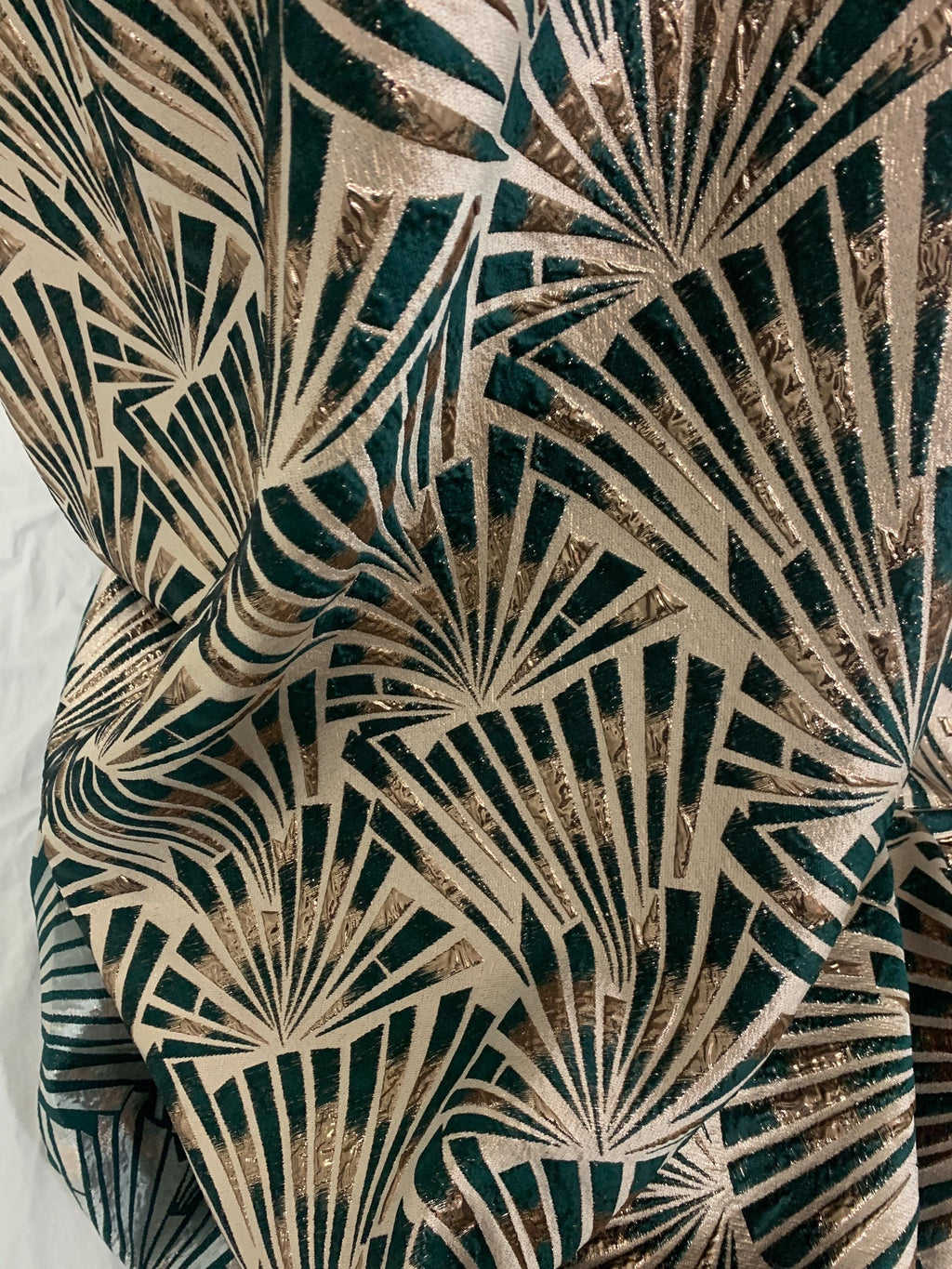 5 yards Hunter green brocade metalic fabric. width 56" design J3568