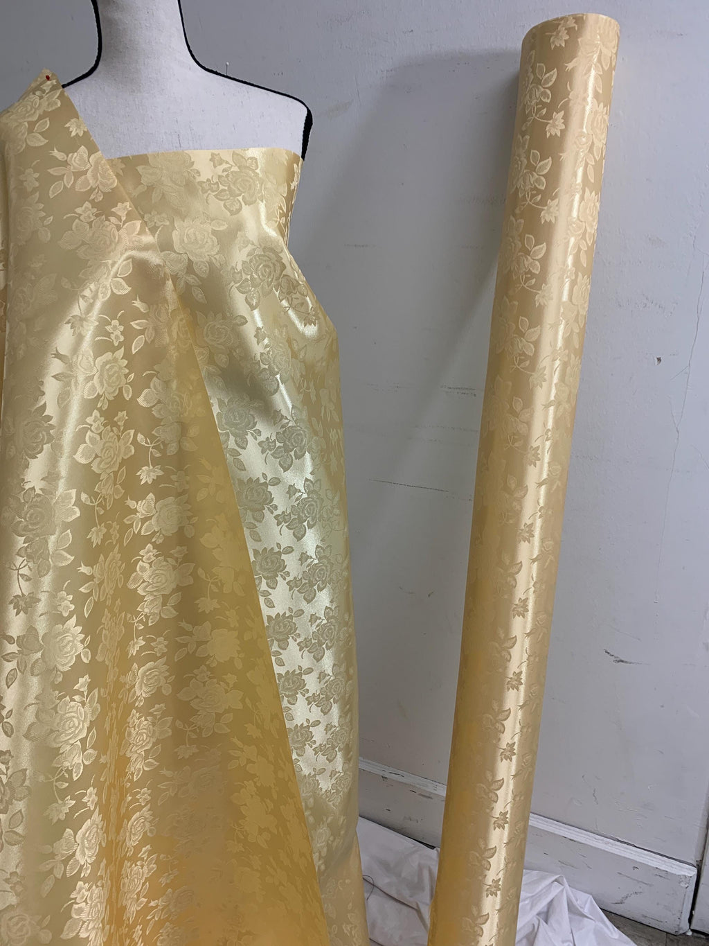 Jacquard Satin fabric two sided polyester 58" wide. sell by 1 yard increment. known as Brocade fabric, satin brocade, damask satin fabric.