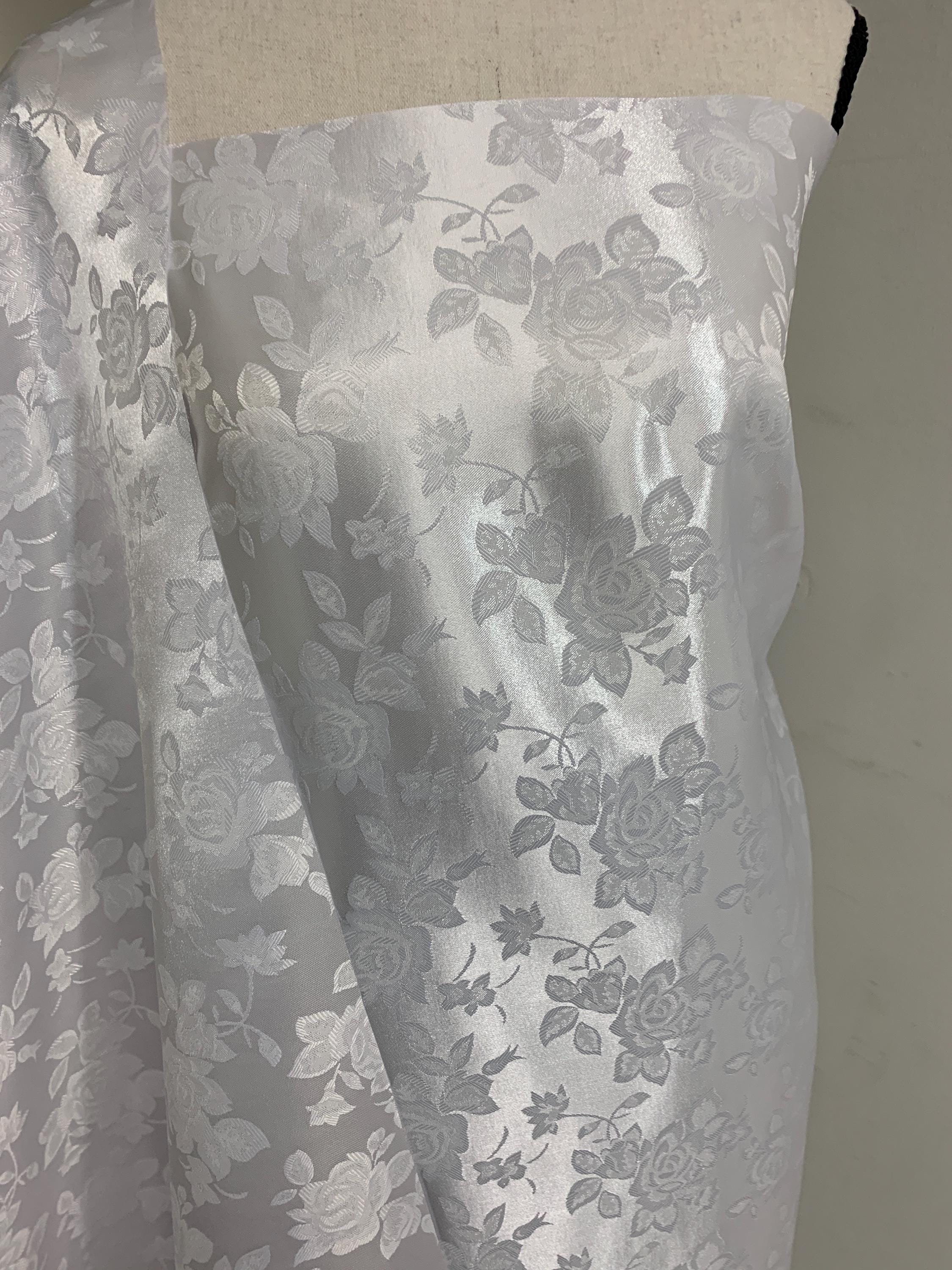 Jacquard Satin fabric two sided polyester 58" wide. sell by 1 yard increment. known as Brocade fabric, satin brocade, damask satin fabric.