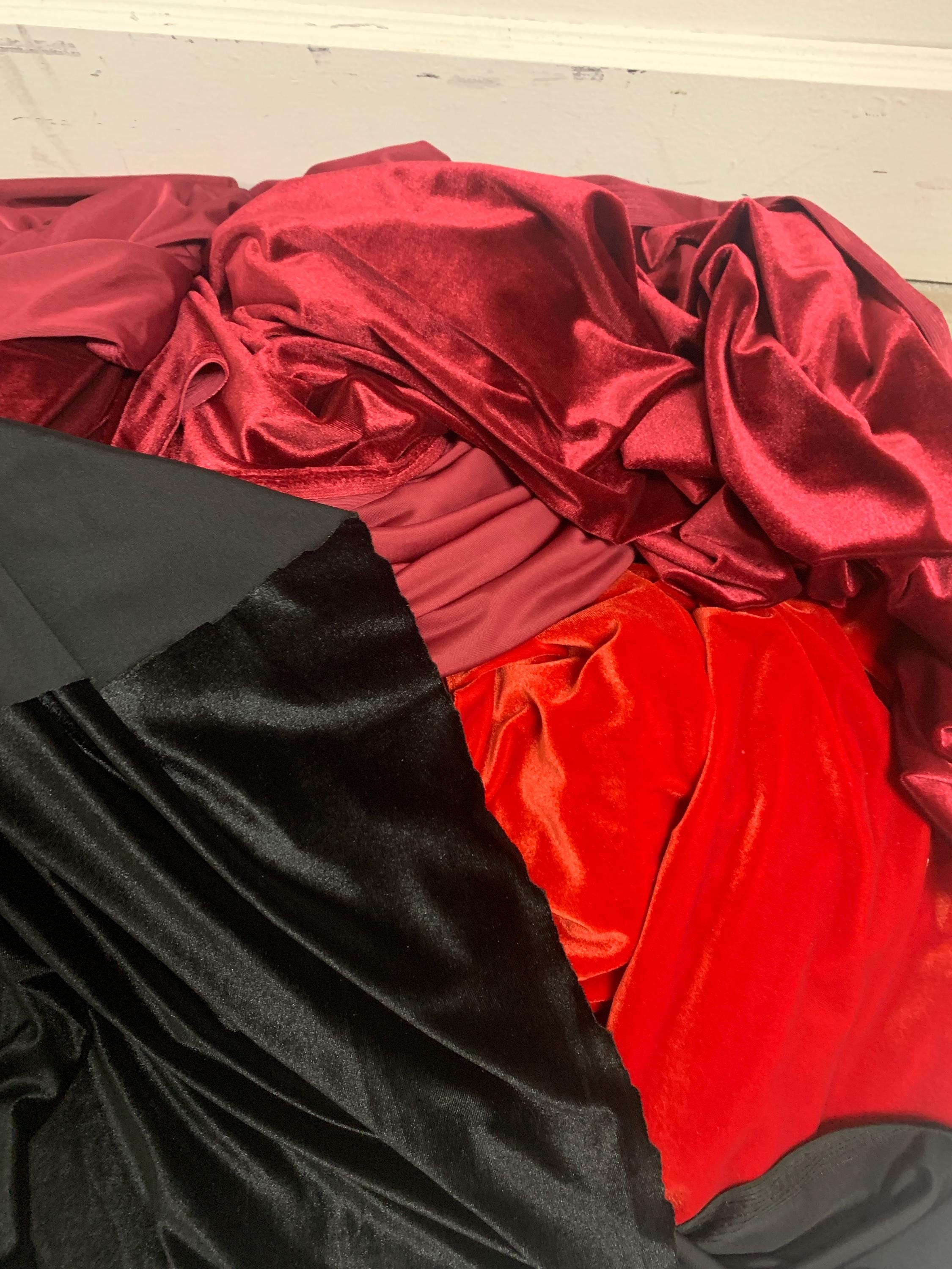 A 5 yard Stretch Velvet fabric, color Black width 58/60 inches.