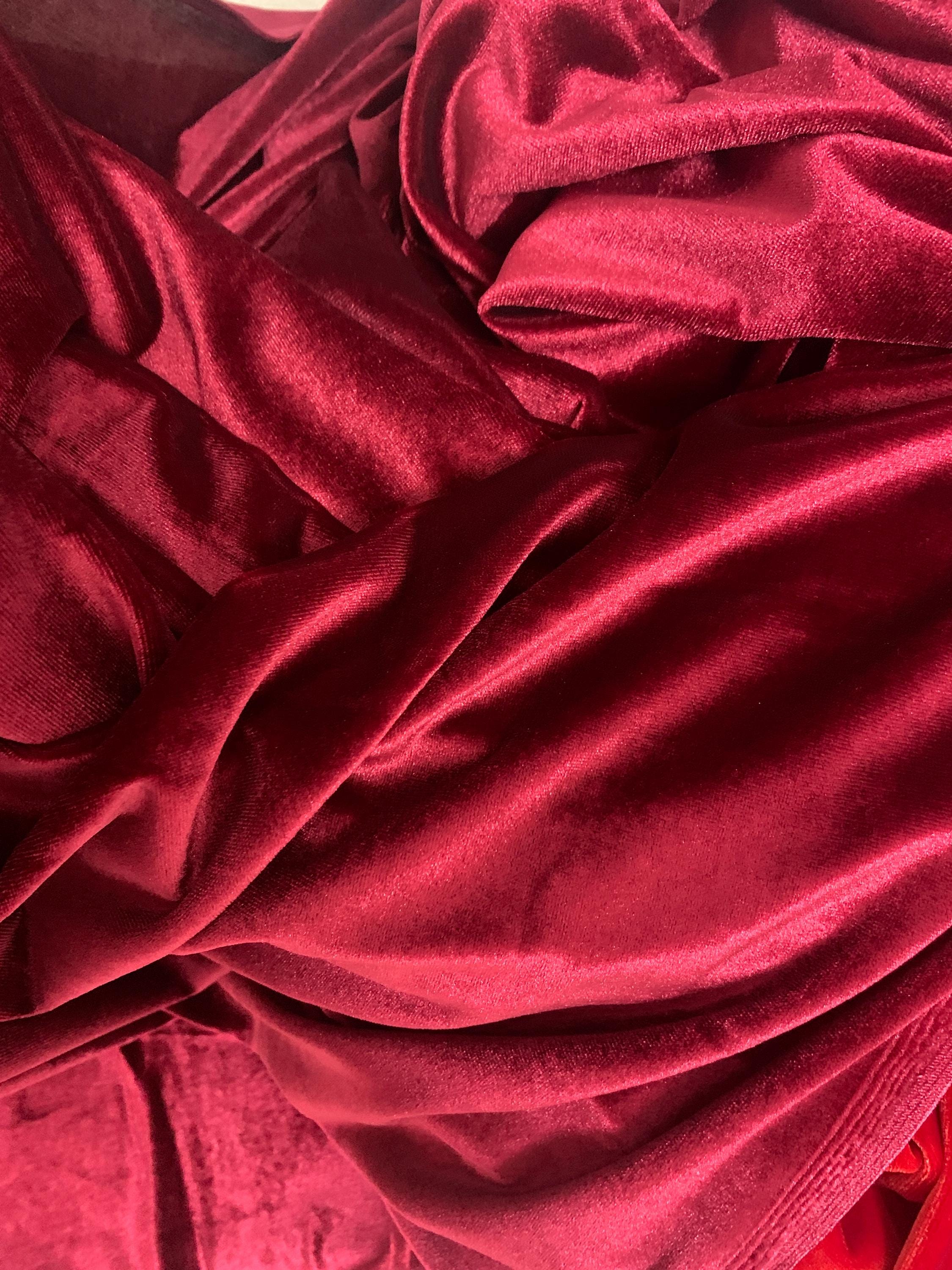 A 5 yard Stretch Velvet fabric, color Burgundy width 58/60 inches.