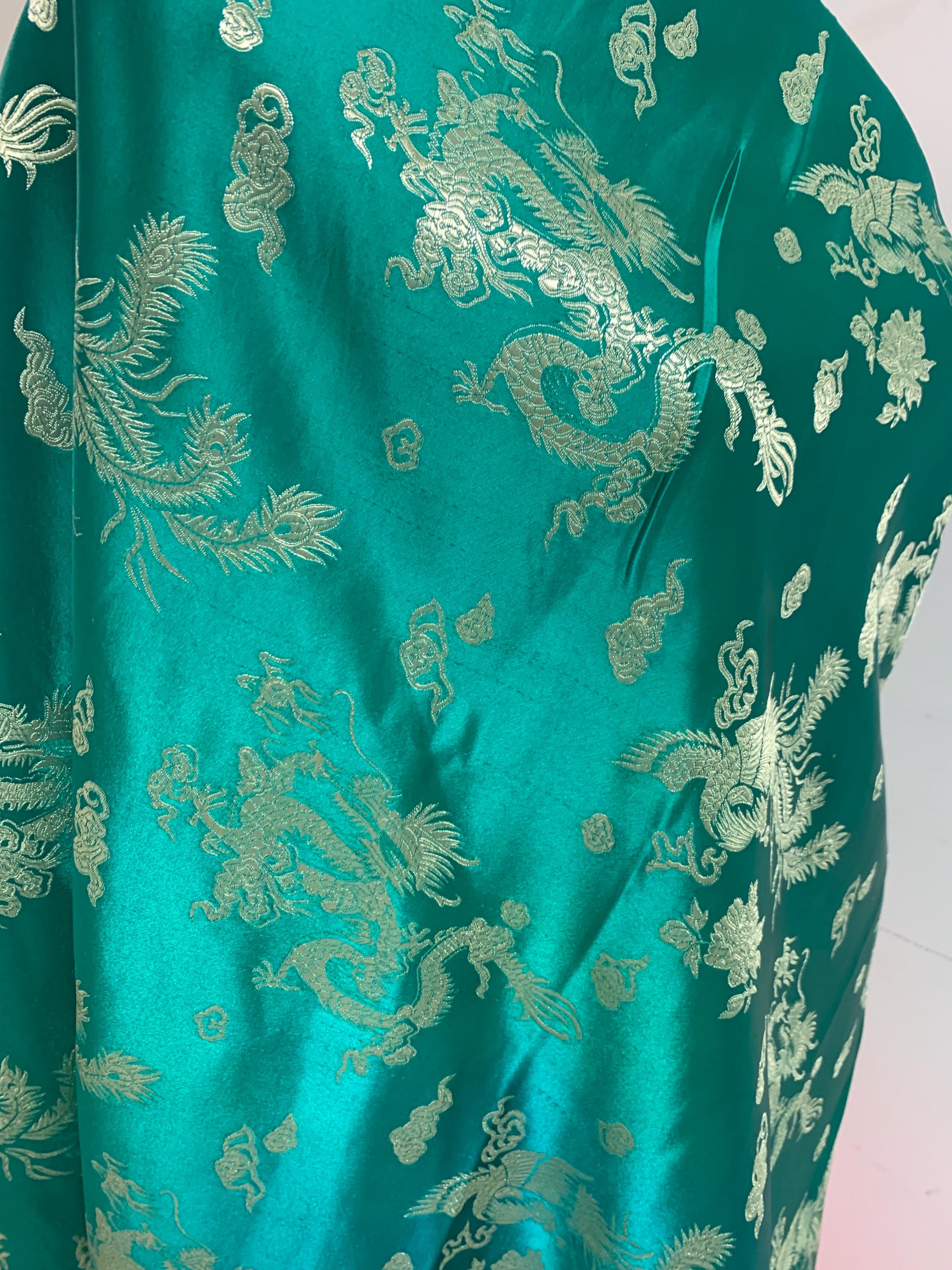 Chinese Brocade Fabric, small dragon design color emerald green , 54/56" wise sell by 1 yard increment.