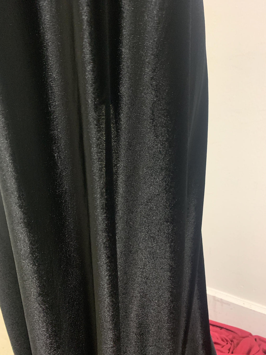 A 5 yard Stretch Velvet fabric, color Black width 58/60 inches.