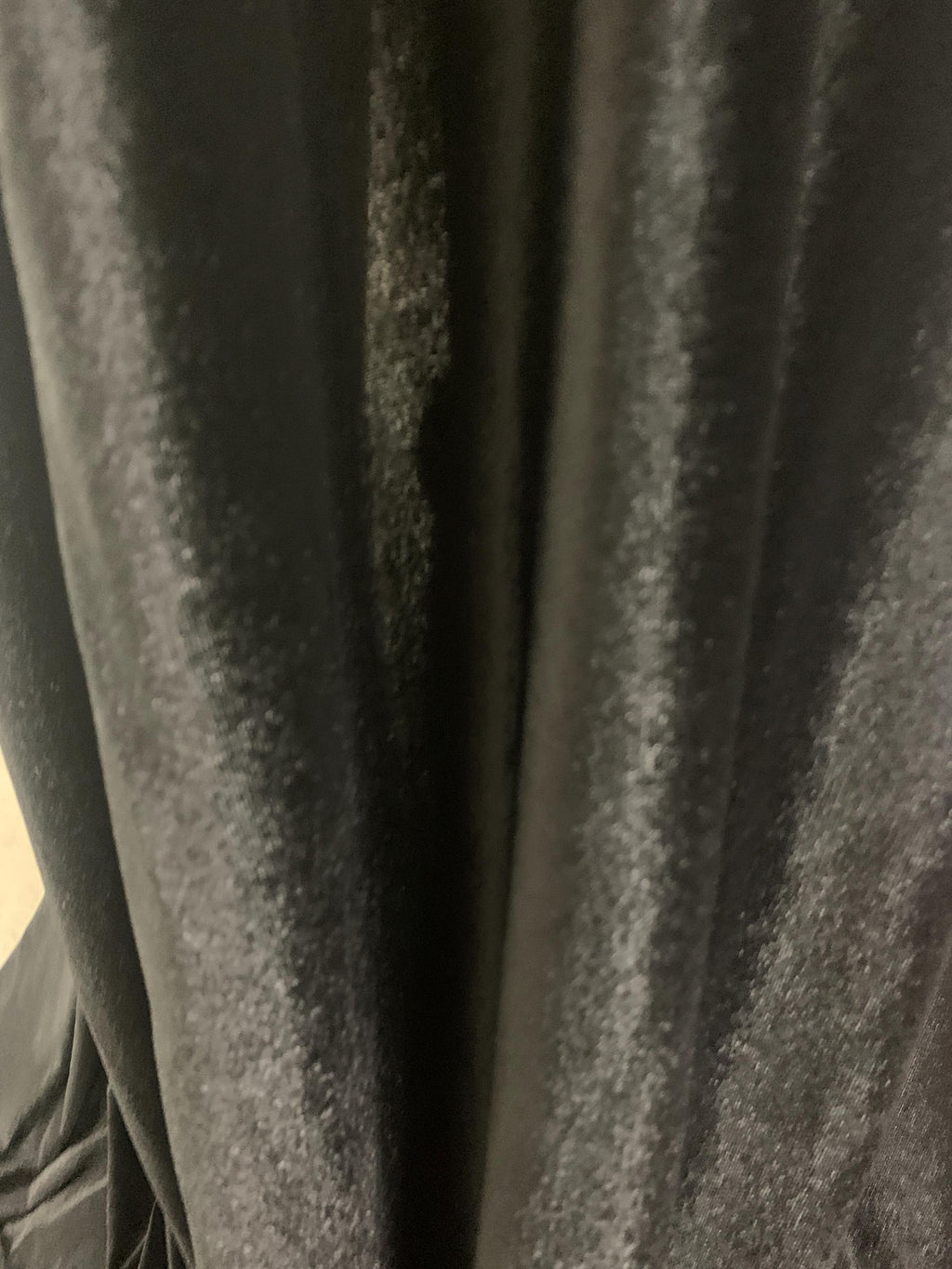 A 5 yard Stretch Velvet fabric, color Black width 58/60 inches.