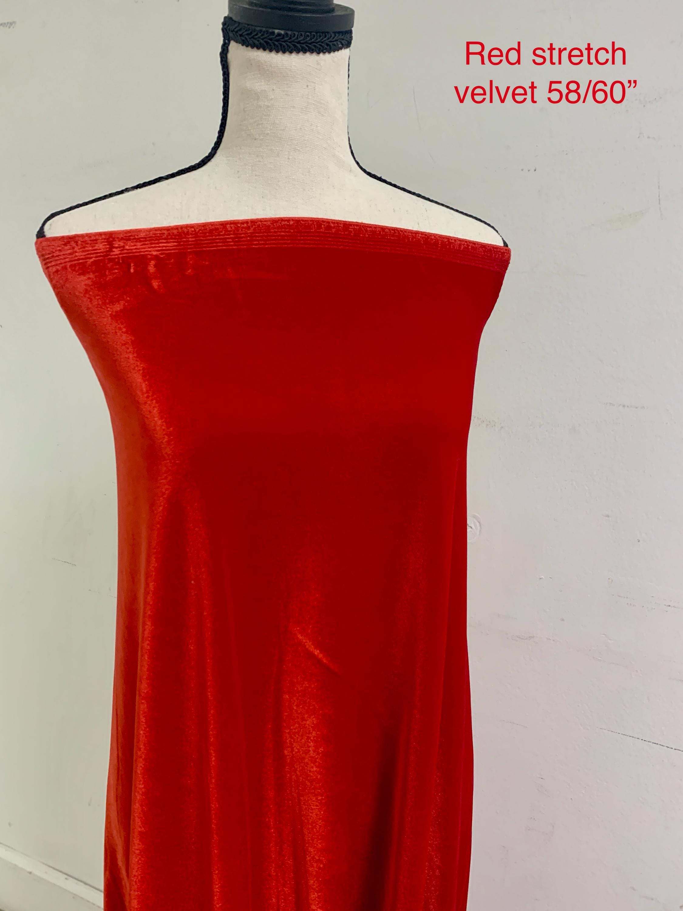 3 yards Stretch Velvet fabric - Red - 58/60" Width