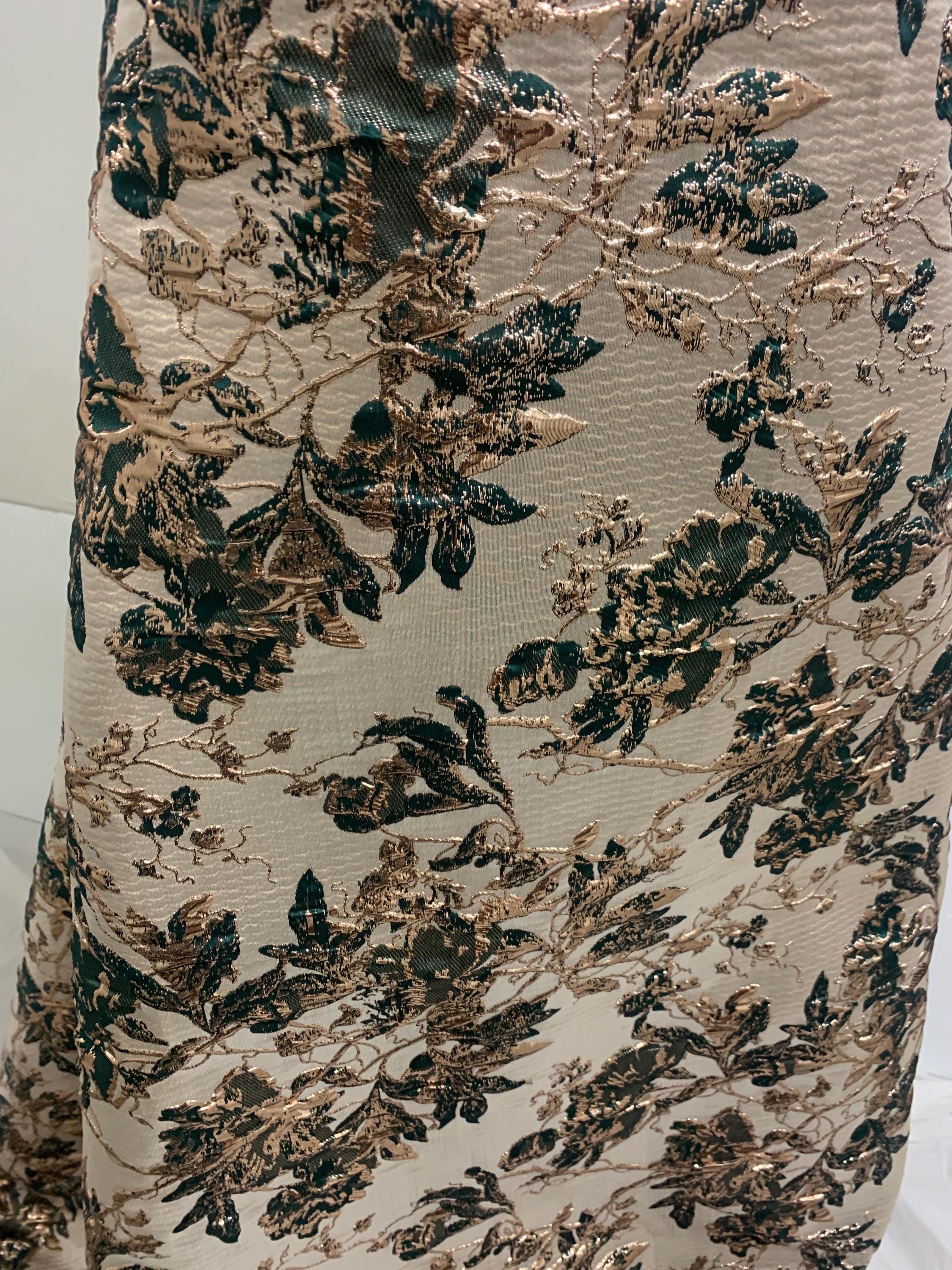 A 3 yards floral metalic Brocade fabric. color Hunter Green 56"