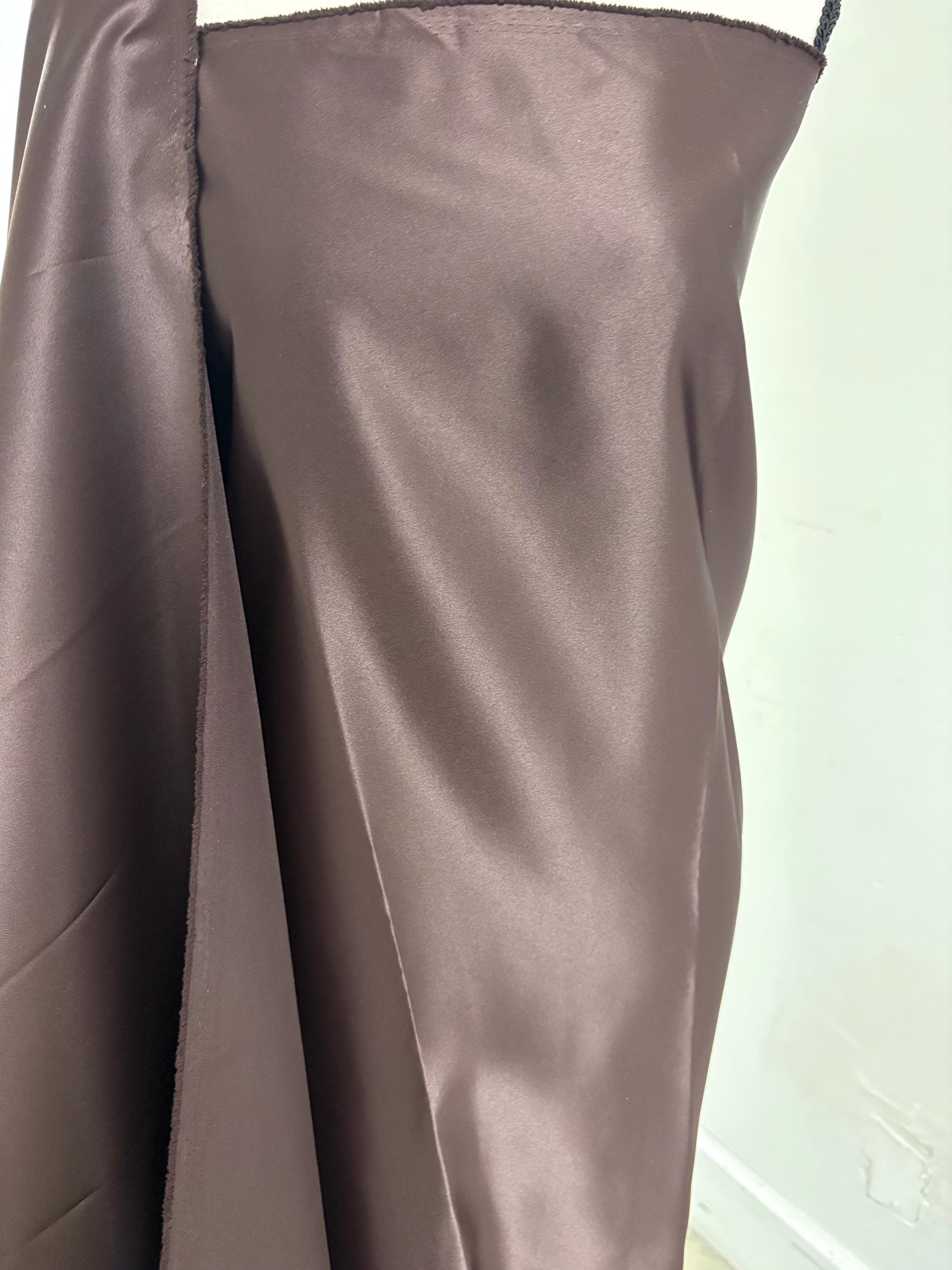 Brown Bridal satin fabric, width 58", Polyester, Dull Italian satin. great gown fabric item.