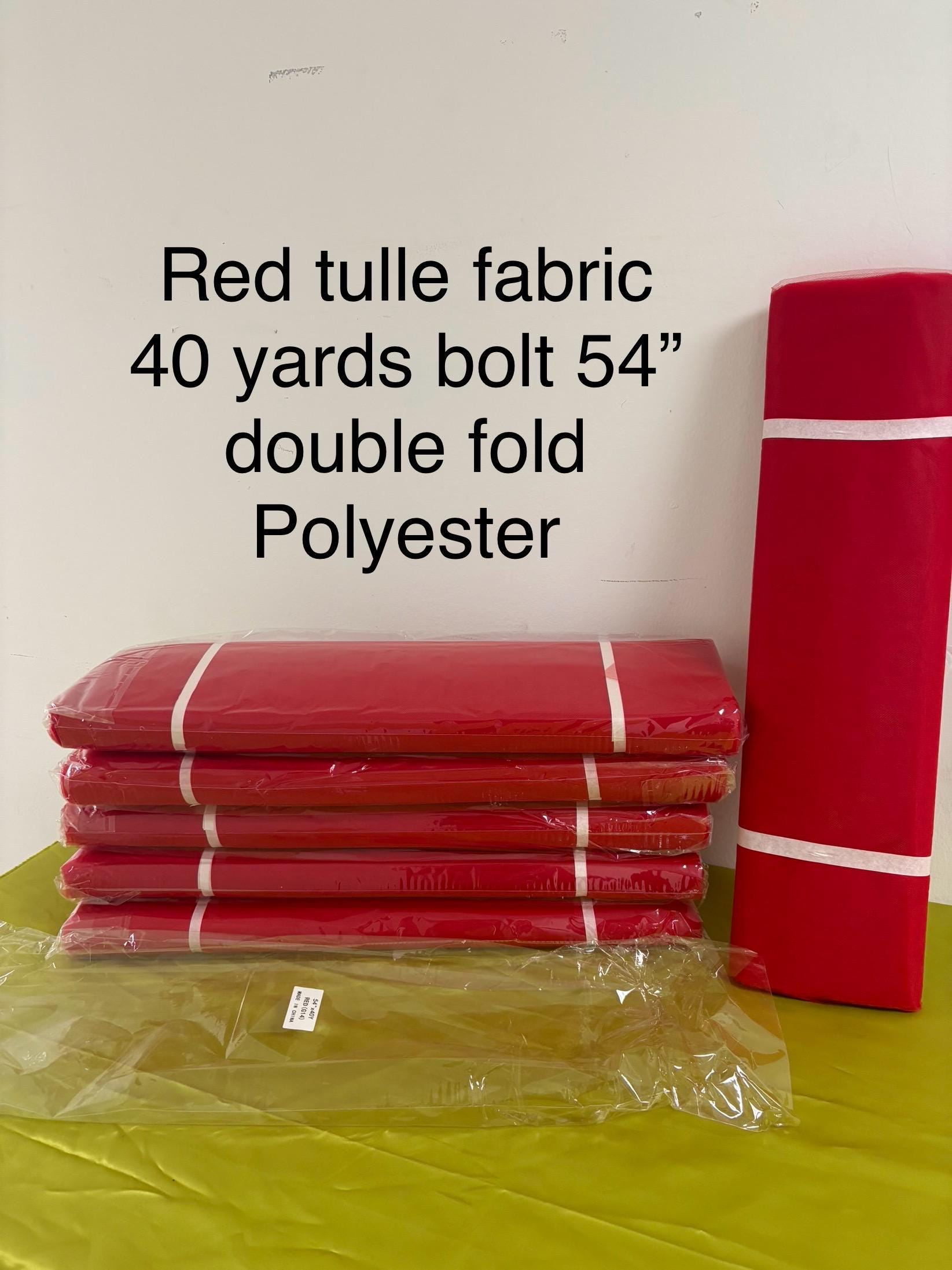 Red Tulle 1 bolt 40 yards width 54", double fold, . Tela de tul. use for party decoration. craft fabric. wedding vale and tutu