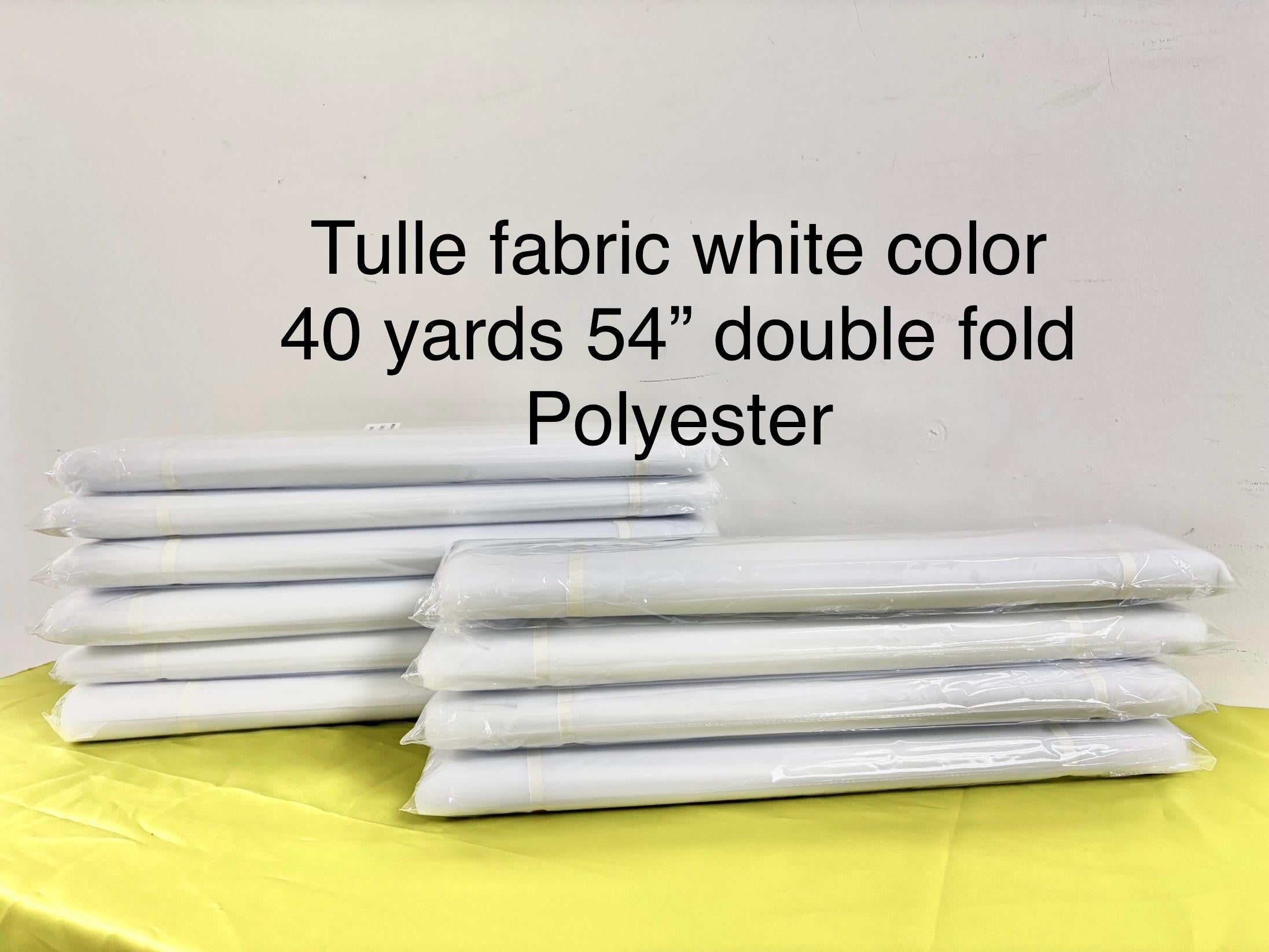 Color White Tulle 1 bolt 40 yards width 54", double fold, . Tela de tul. use for party decoration. craft fabric. wedding vale and tutu