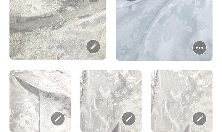 A 2 yards White Satin Jacquard fabric. width 58 inches, polyester sell by 2 yards continuous.