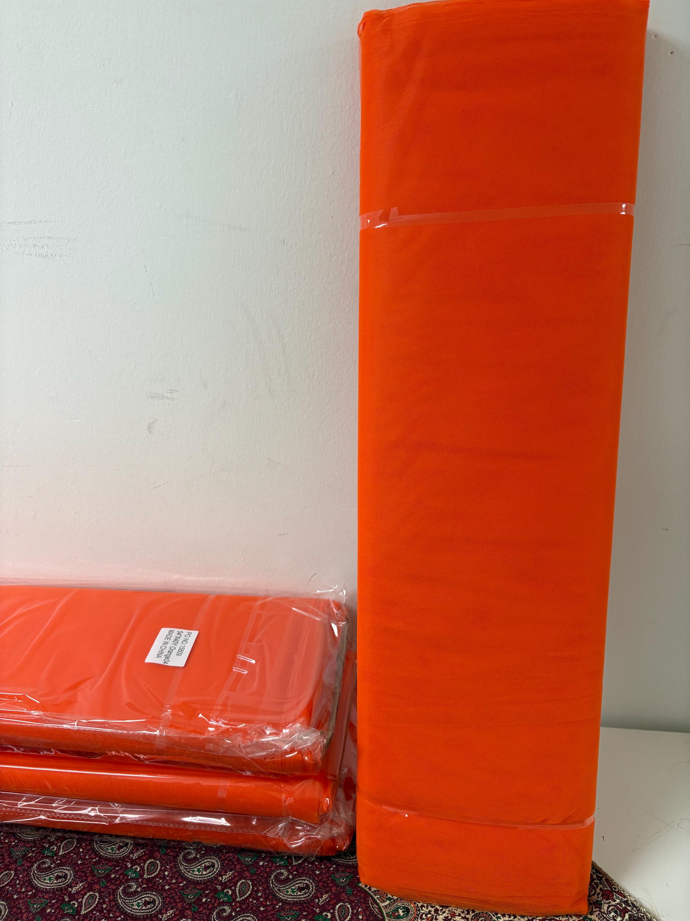 Color Orange 34 Tulle 1 bolt 40 yards width 54", double fold, . Tela de tul. use for party decoration. craft fabric. wedding vale and tutu
