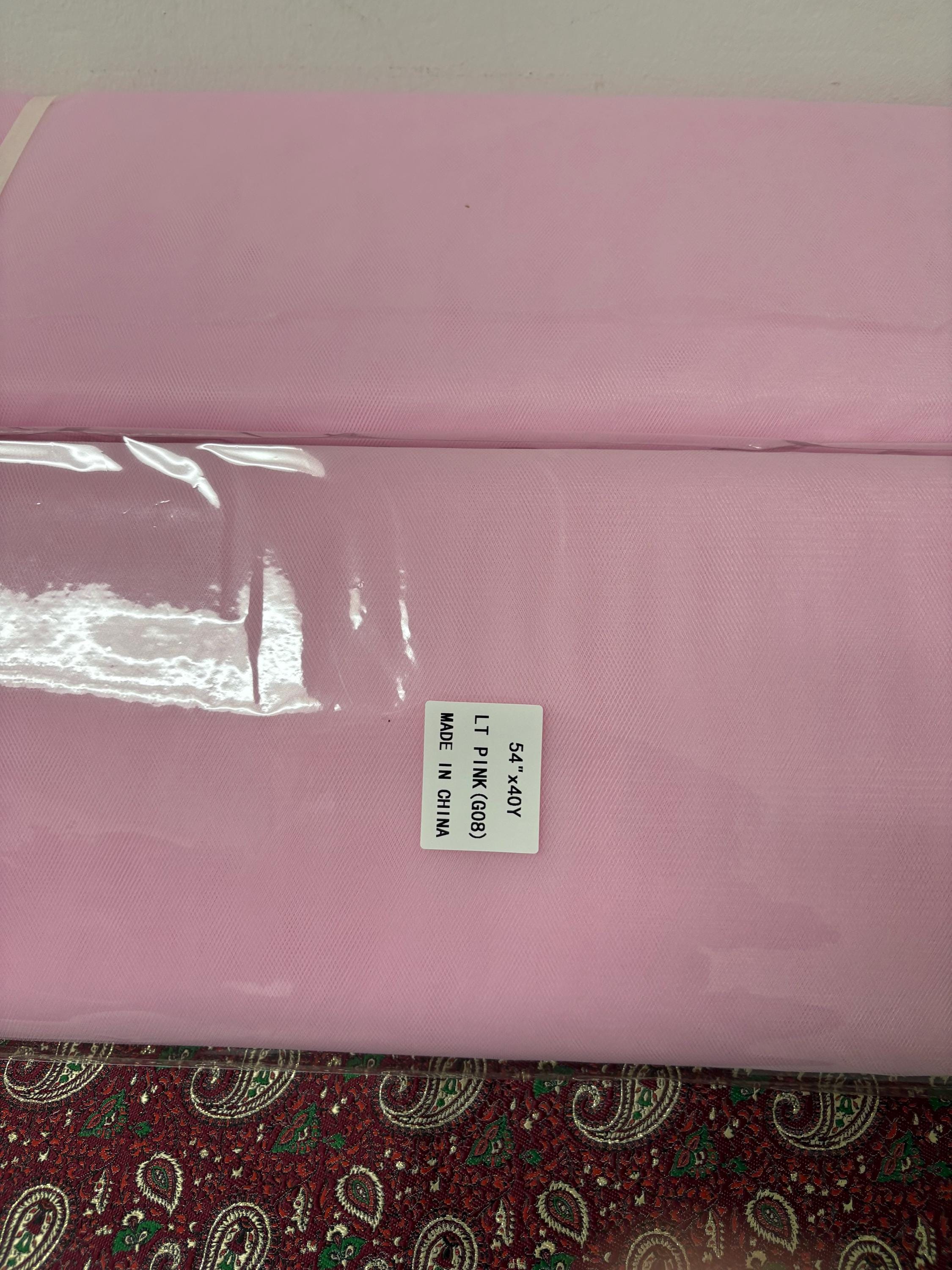 Color Lt.Pink 08 Tulle 1 bolt 40 yards width 54", double fold, . Tela de tul. use for party decoration. craft fabric. wedding vale and tutu