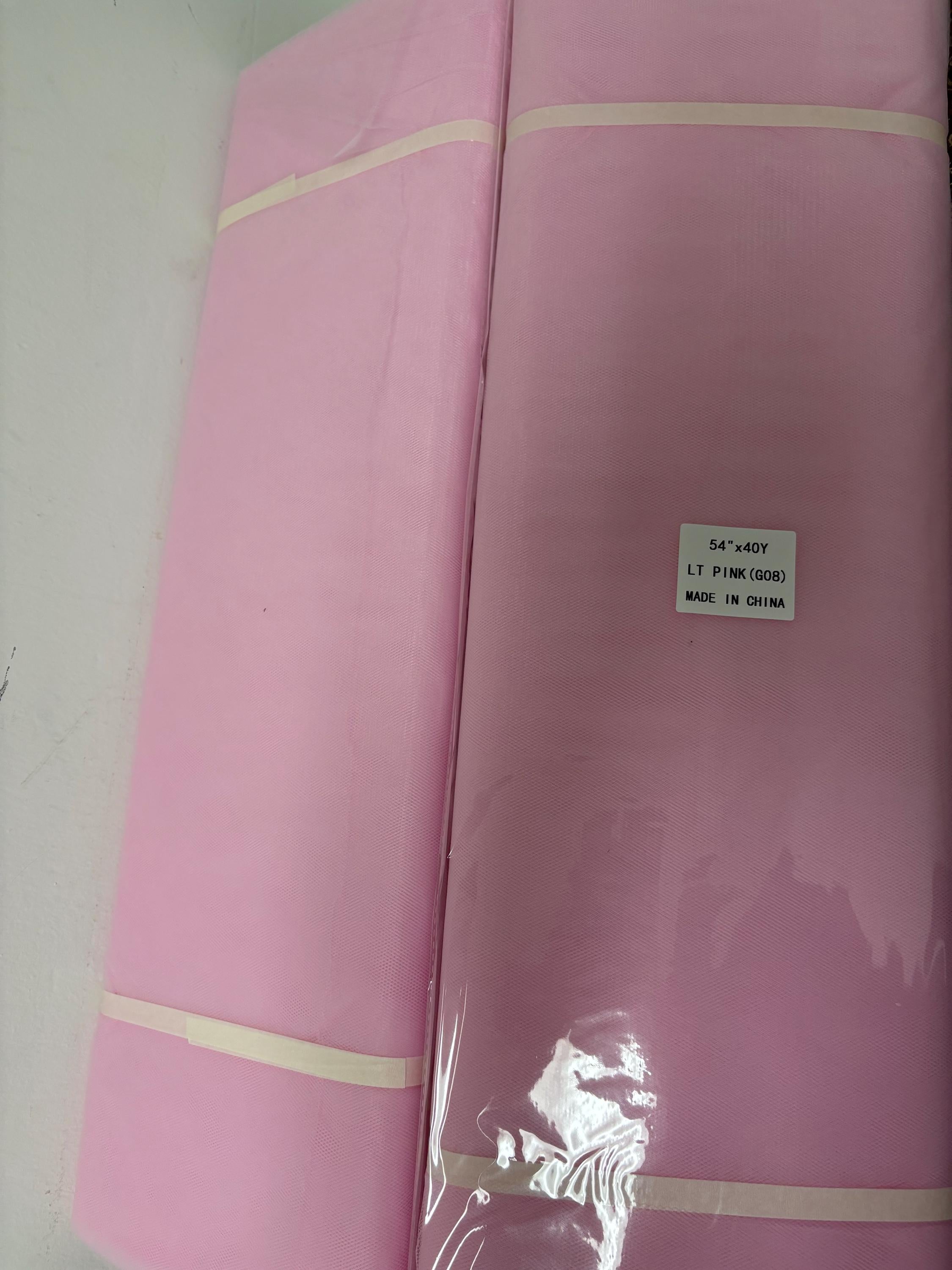 Color Lt.Pink 08 Tulle 1 bolt 40 yards width 54", double fold, . Tela de tul. use for party decoration. craft fabric. wedding vale and tutu