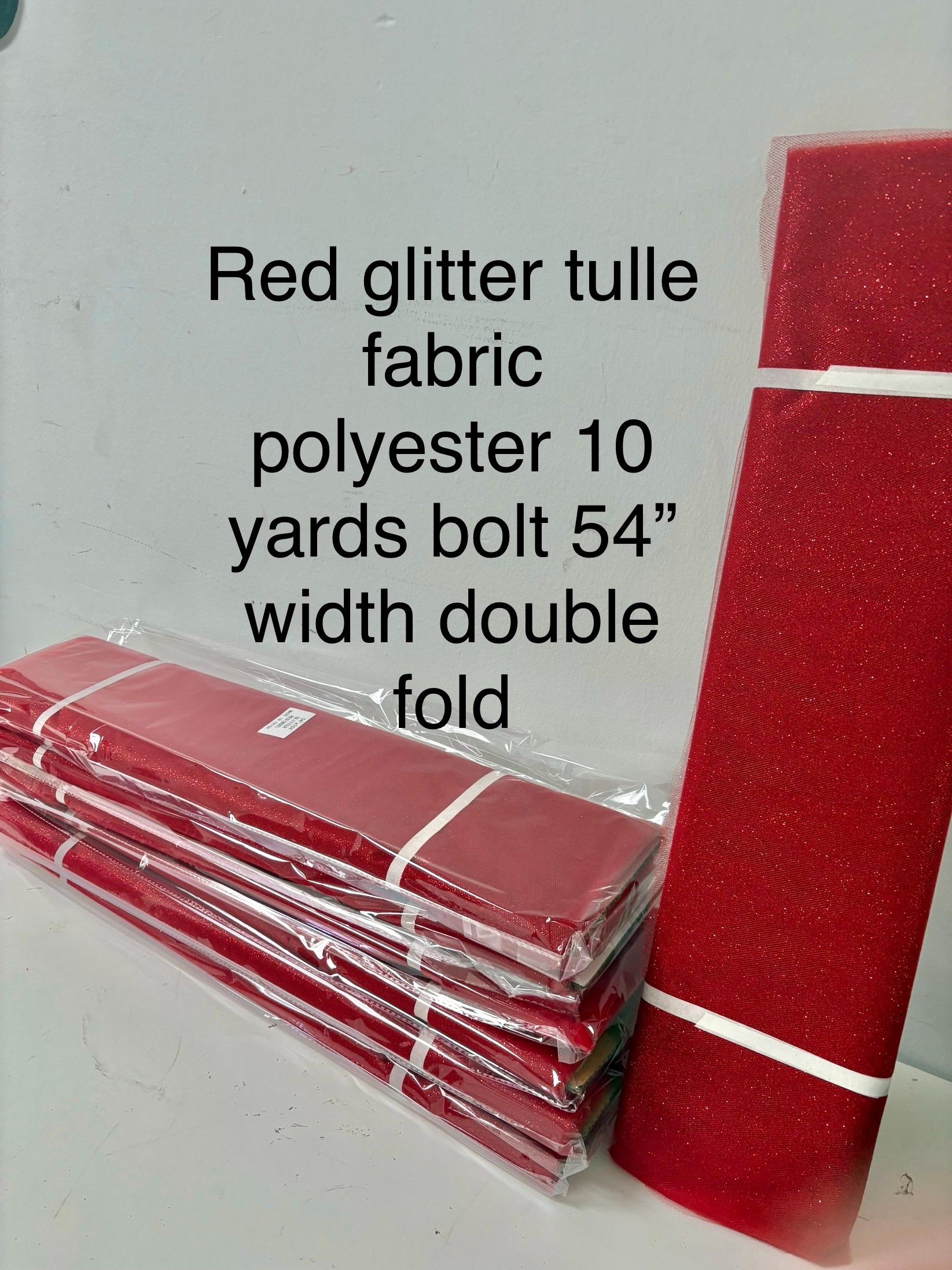 Red color Glitter Tulle 10 yards 54" double fold, color gold with gold glitter. 10 yards.