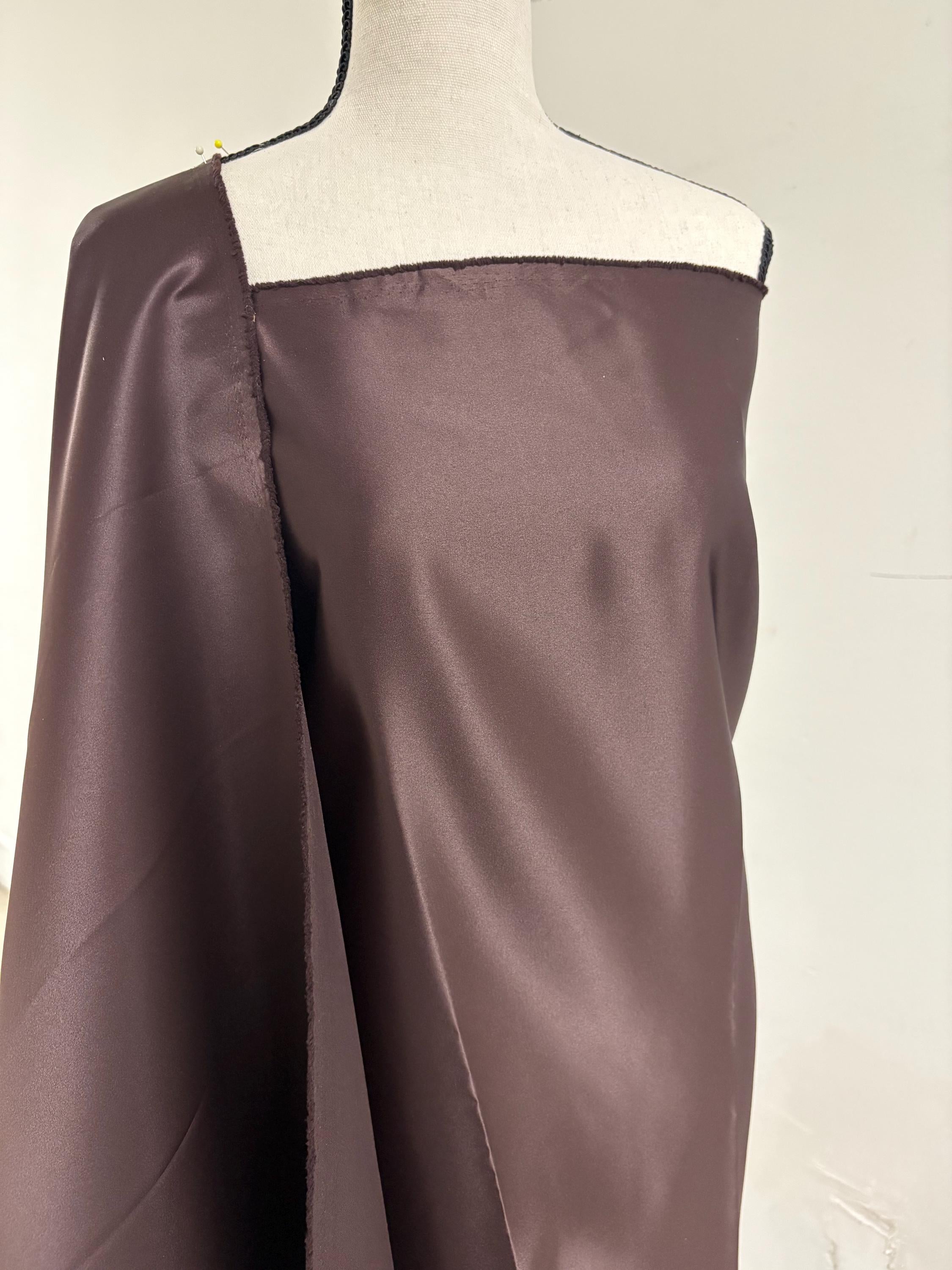 Brown Bridal satin fabric, width 58", Polyester, Dull Italian satin. great gown fabric item.