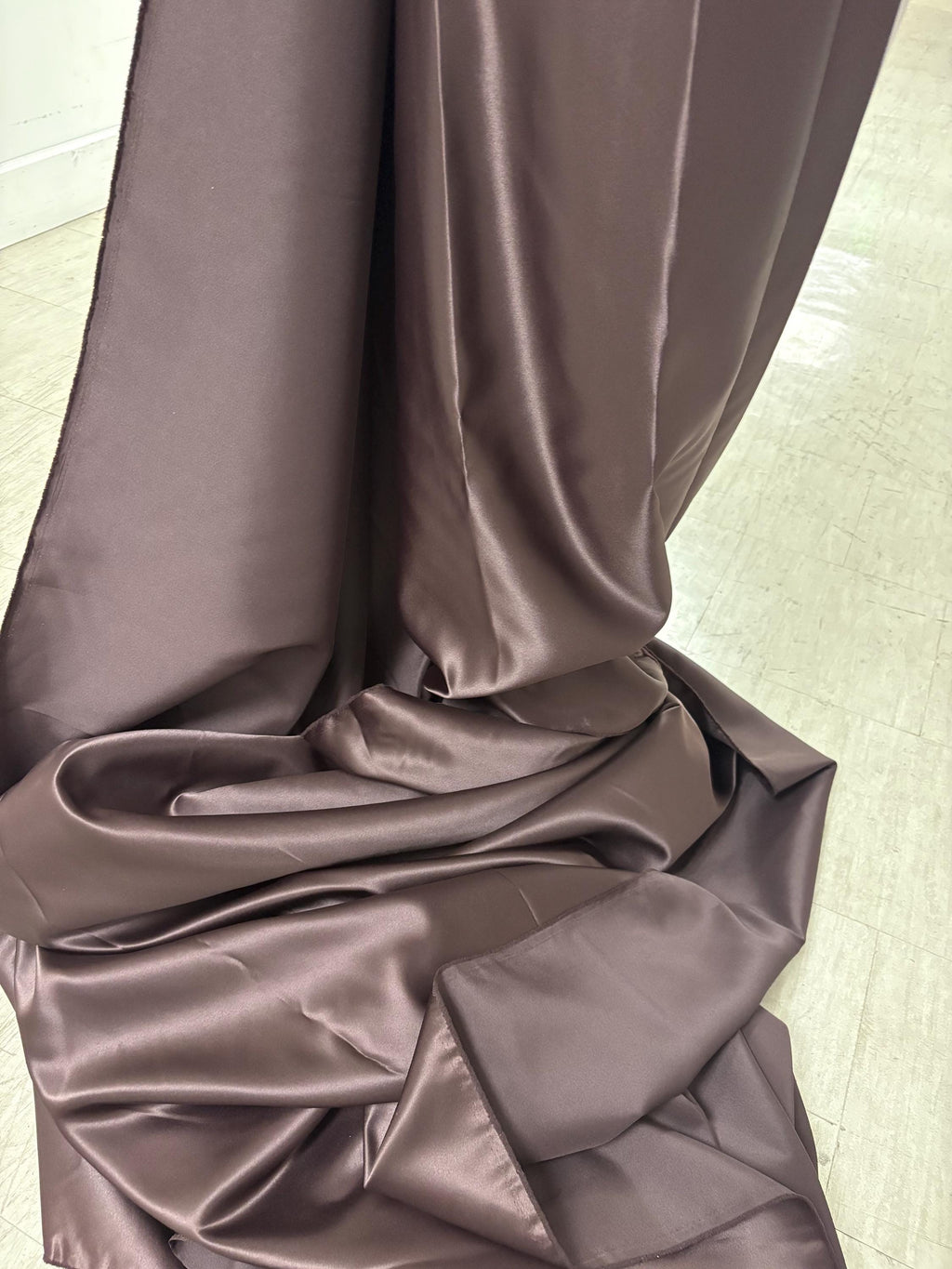 Brown Bridal satin fabric, width 58", Polyester, Dull Italian satin. great gown fabric item.
