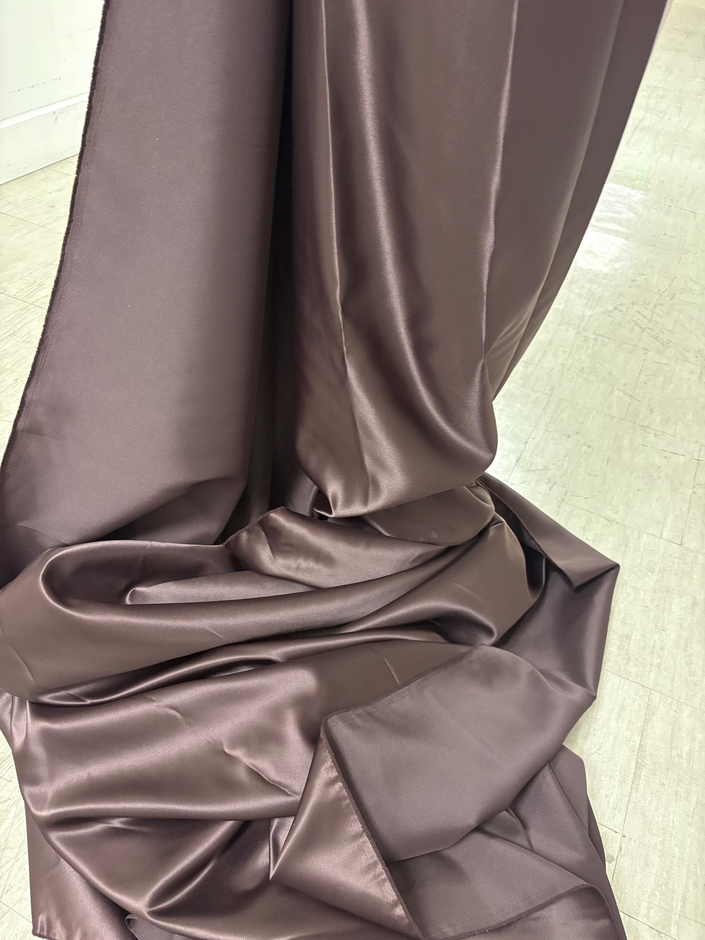 Brown Bridal satin fabric, width 58", Polyester, Dull Italian satin. great gown fabric item.
