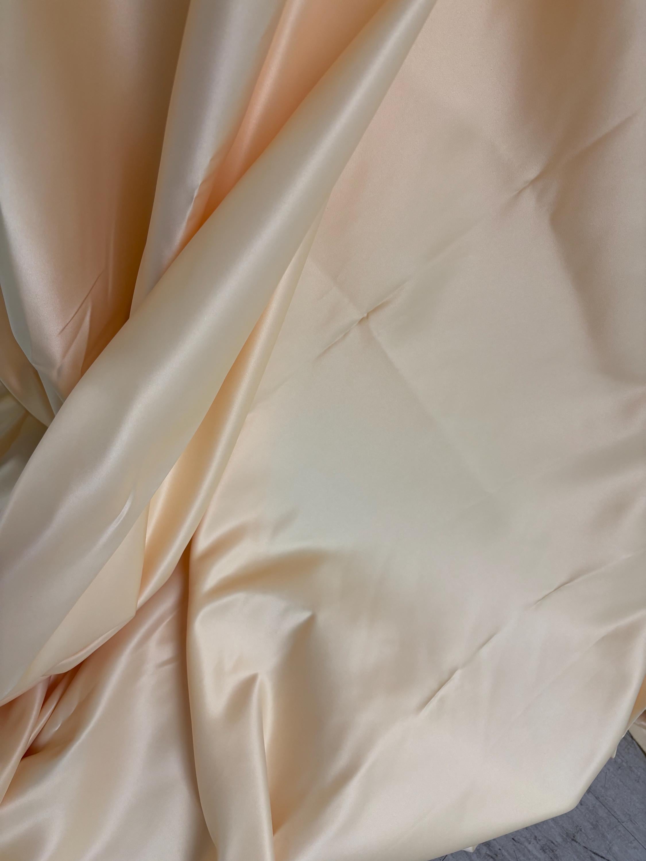 1 piece 5 yards color Lt. Yellow Bridal satin fabric, width 58", Polyester, Dull Italian satin. great gown fabric item.