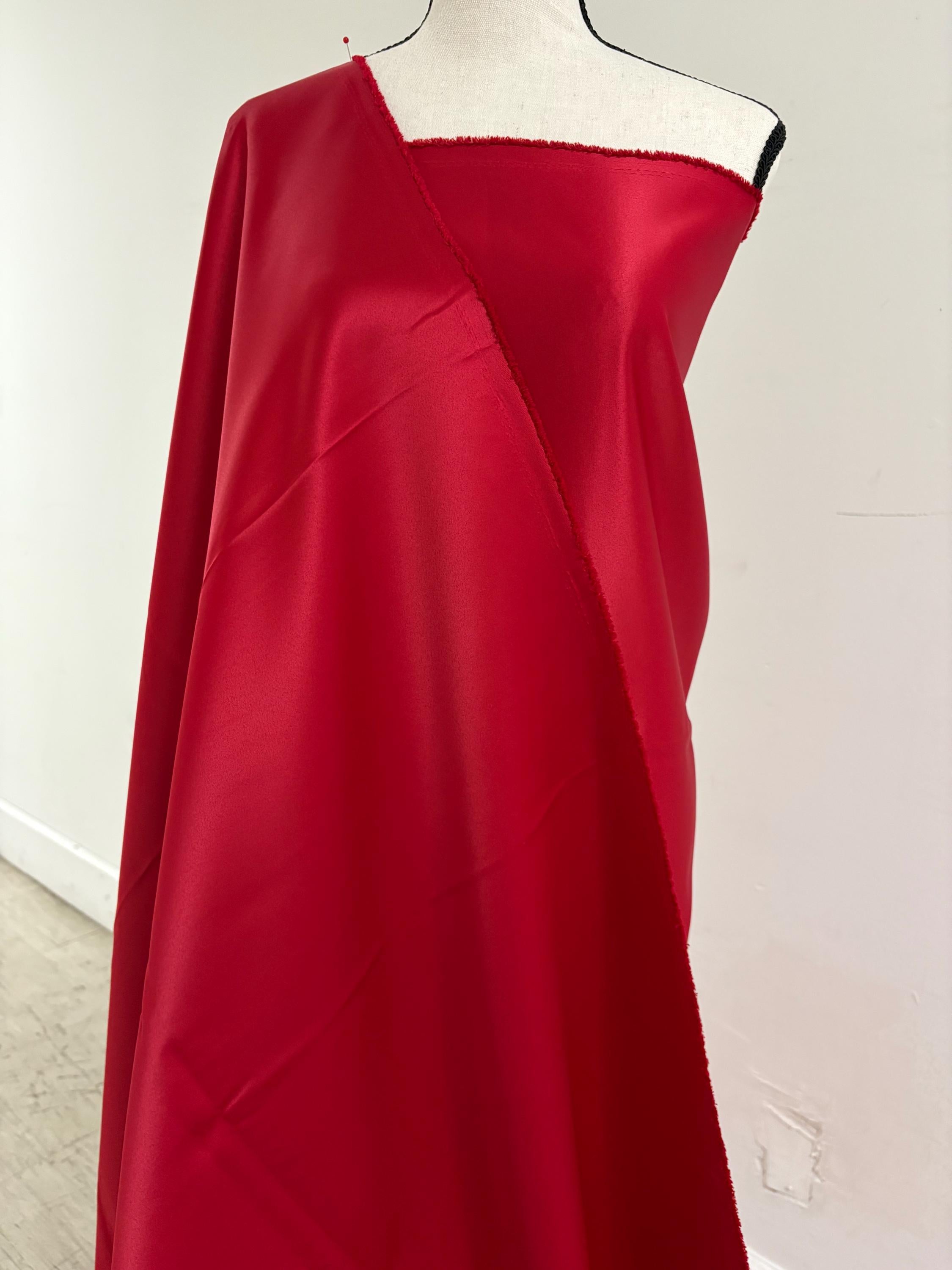 1 piece 3 yards Red Medium Bridal satin fabric, width 58", Polyester, Dull italian satin. Bridesmaid fabric, craft. free sample for true col