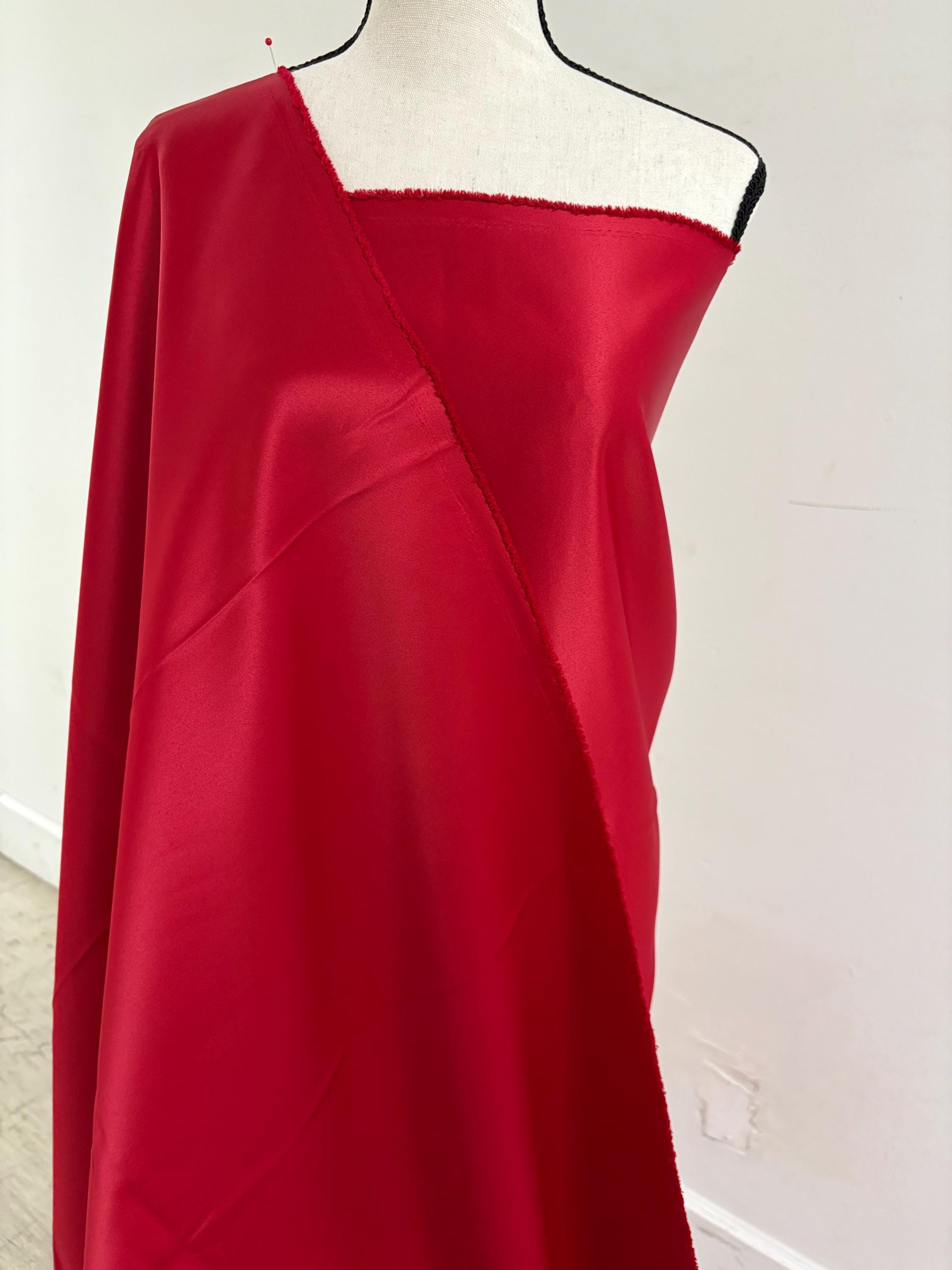1 piece 3 yards Red Medium Bridal satin fabric, width 58", Polyester, Dull italian satin. Bridesmaid fabric, craft. free sample for true col