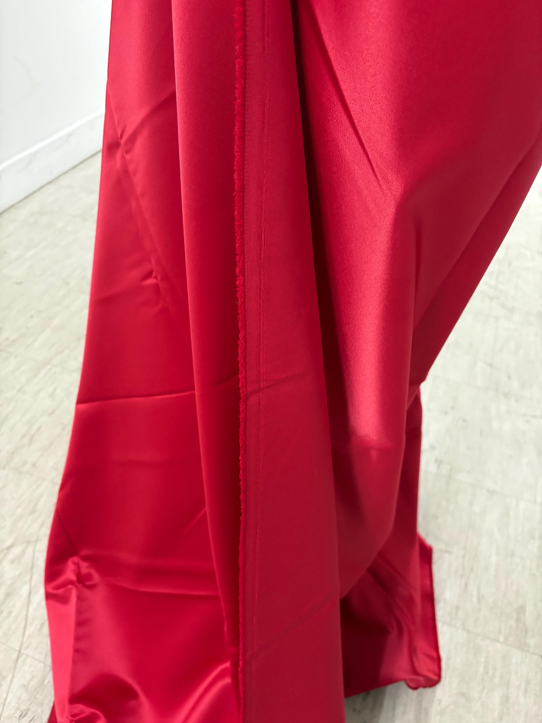 1 piece 3 yards Red Medium Bridal satin fabric, width 58", Polyester, Dull italian satin. Bridesmaid fabric, craft. free sample for true col