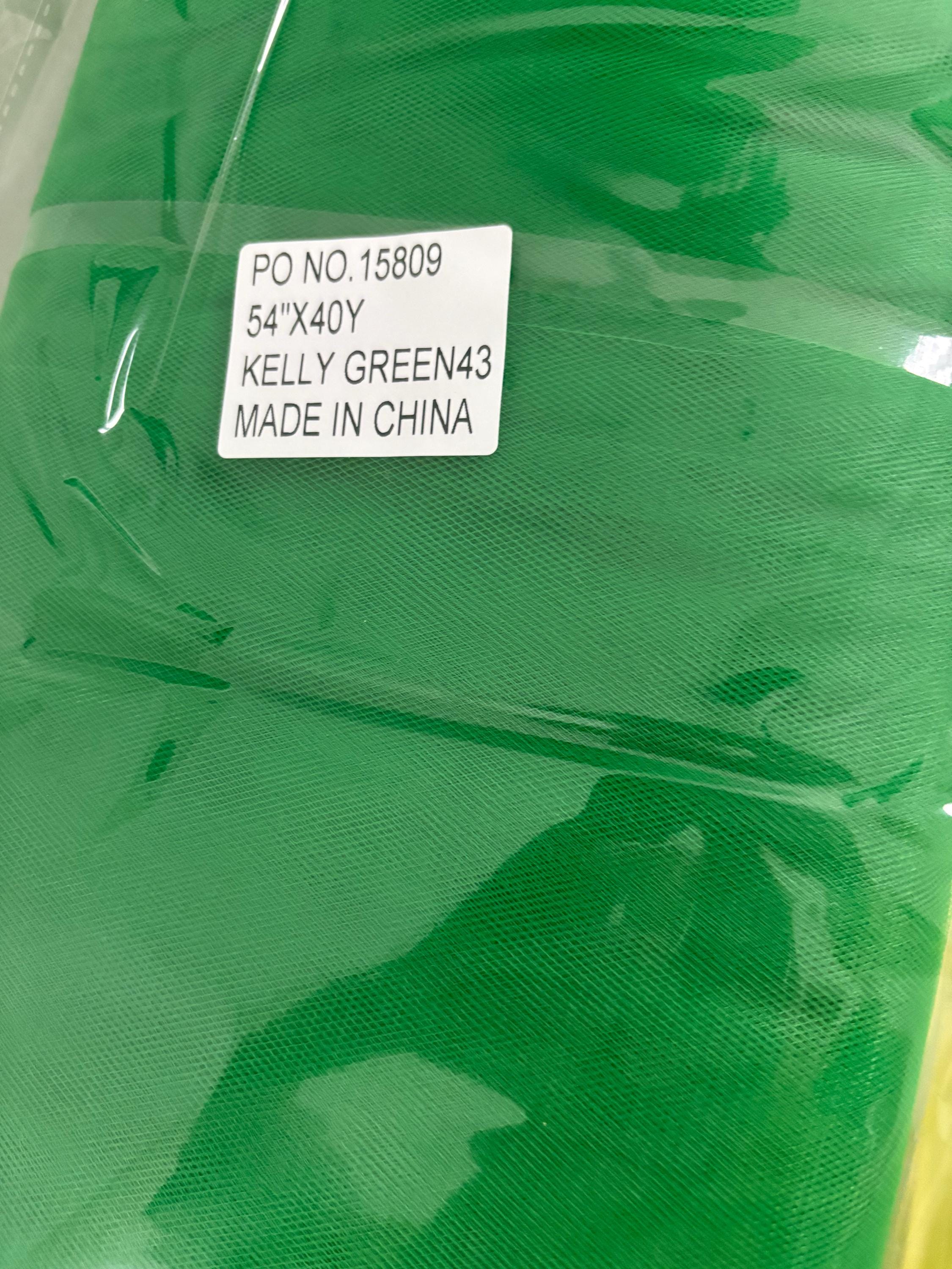 Illusion Tulle Fabric - Kelly Green 43 - 54" Width - 40 yards bolt