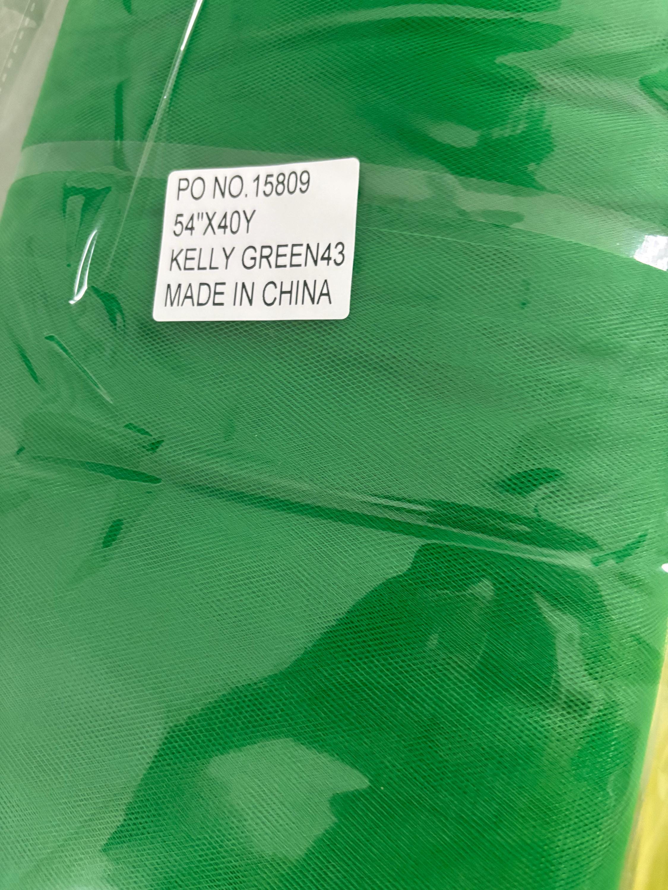 Illusion Tulle Fabric - Kelly Green 43 - 54" Width - 40 yards bolt