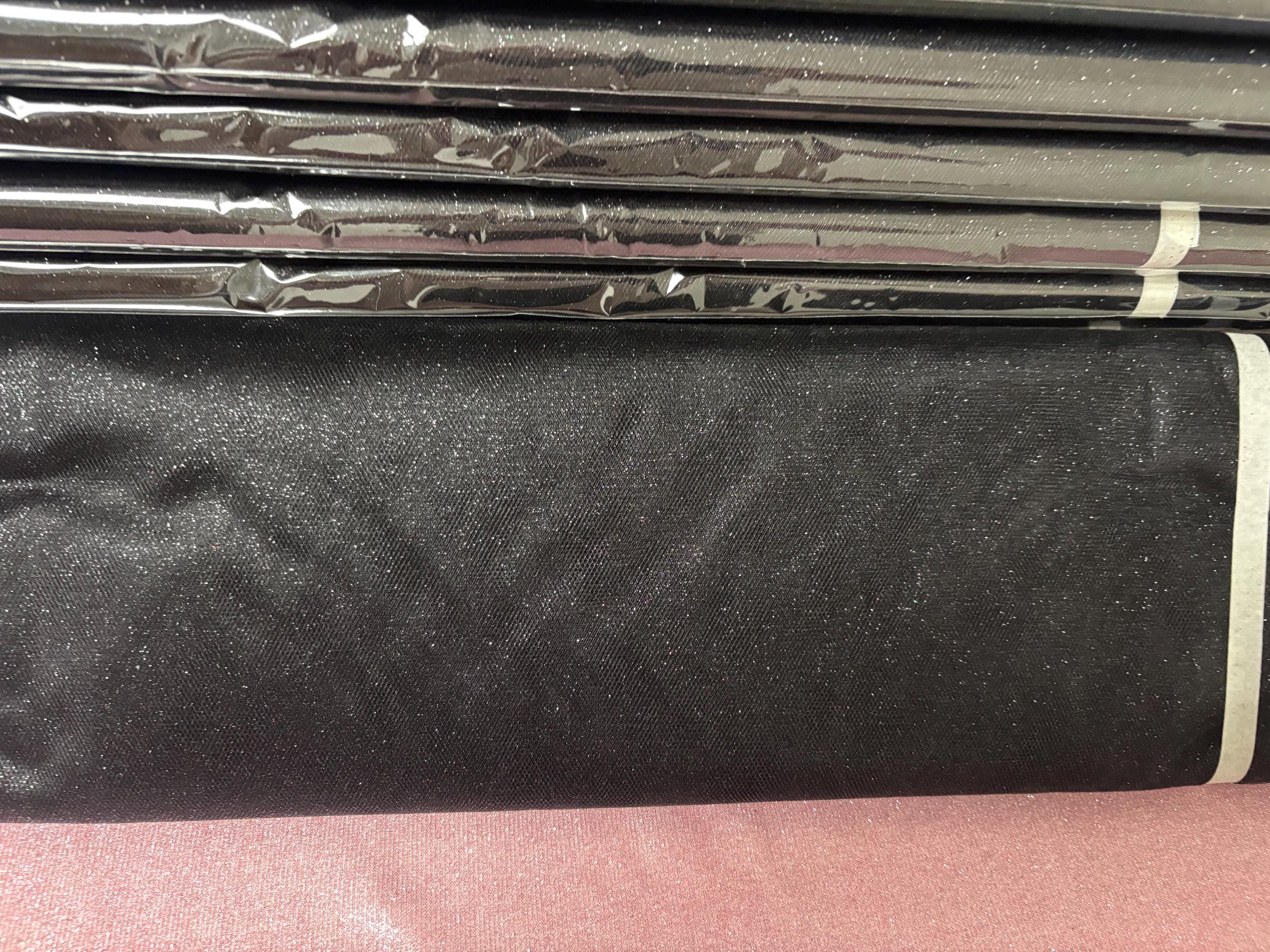 Black color Glitter Tulle 10 yards 54" double fold, with silver glitter. 10 yards.